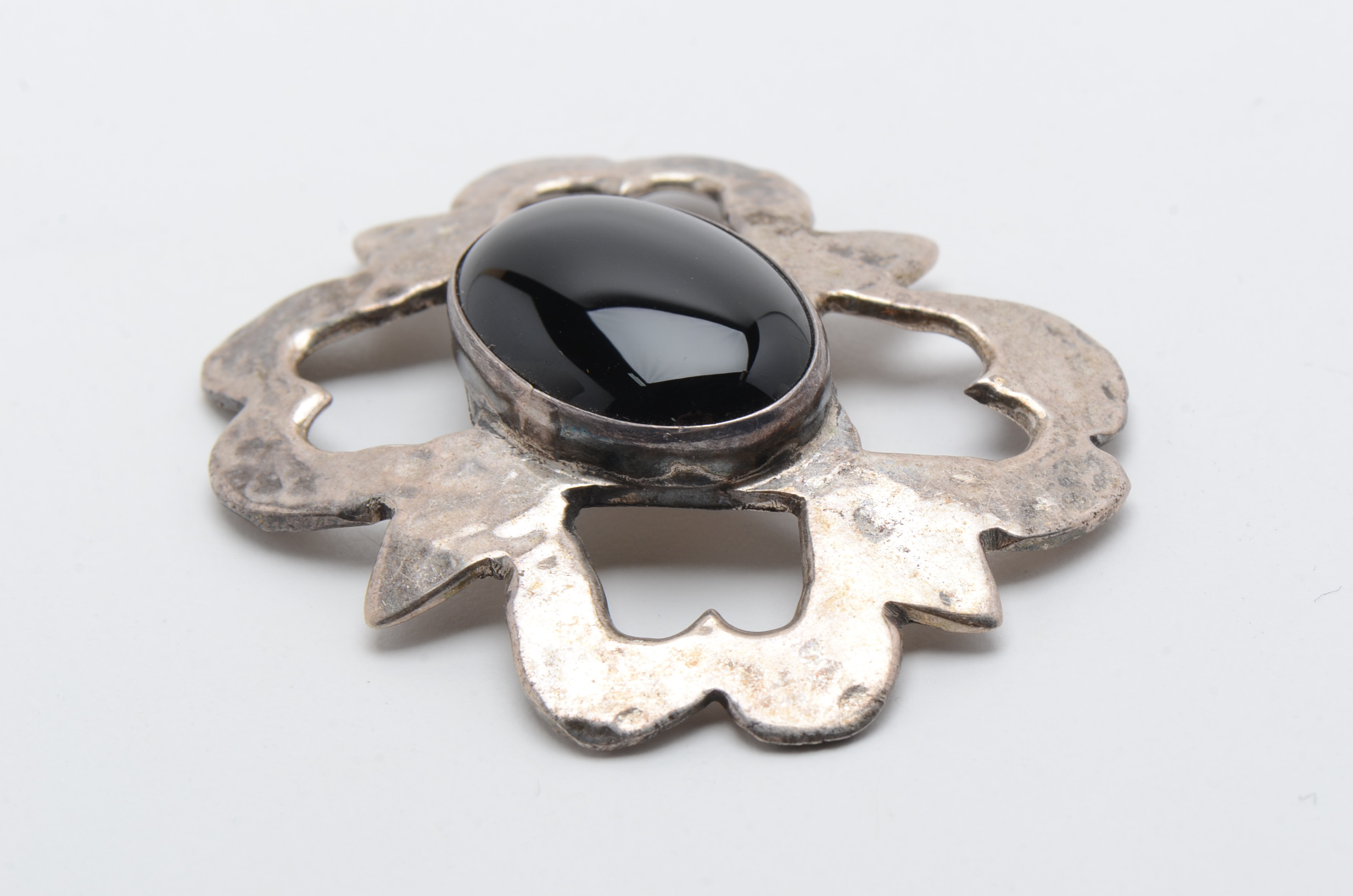 Sterling Silver Black Onyx Brooch