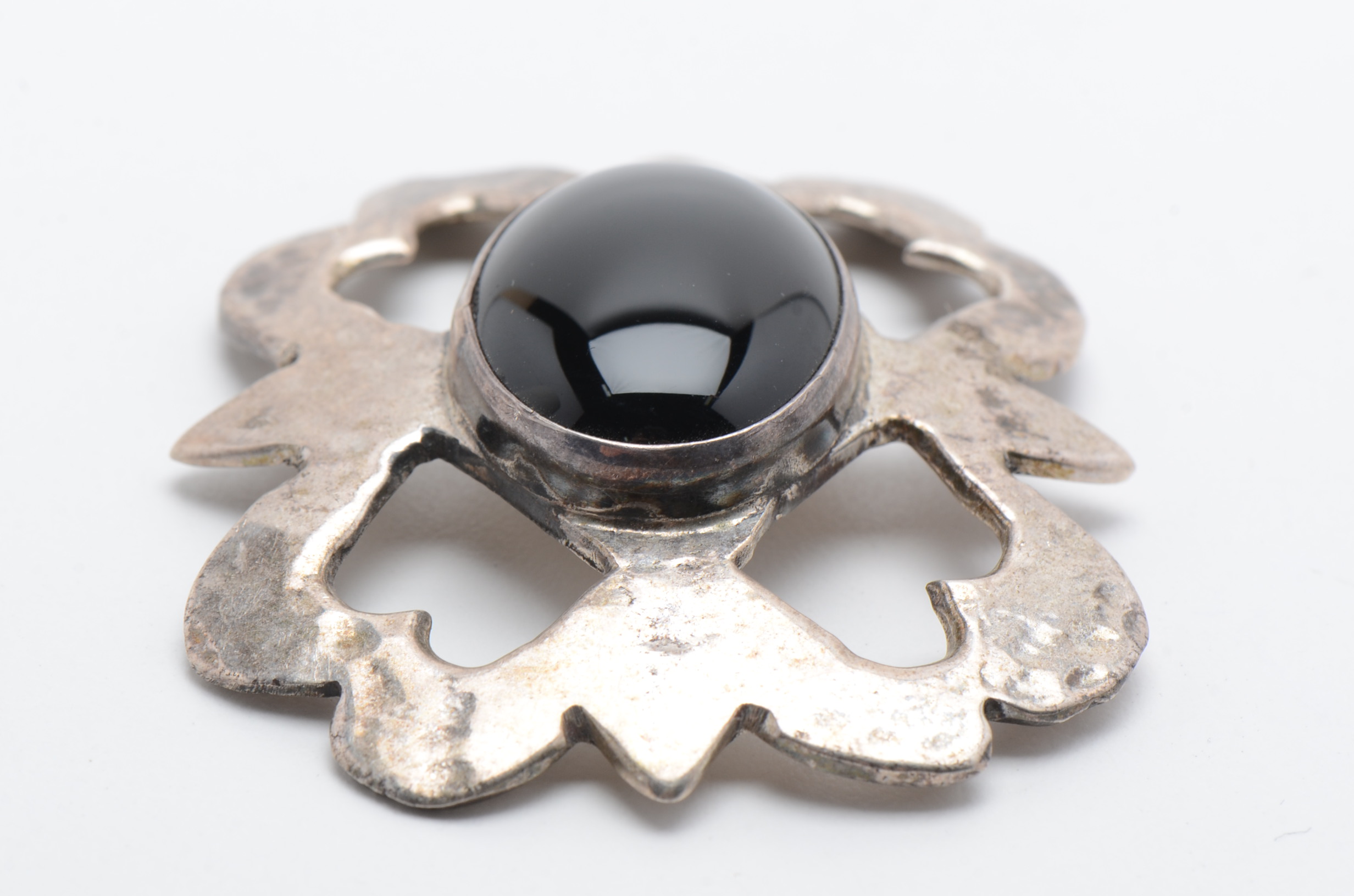 Sterling Silver Black Onyx Brooch