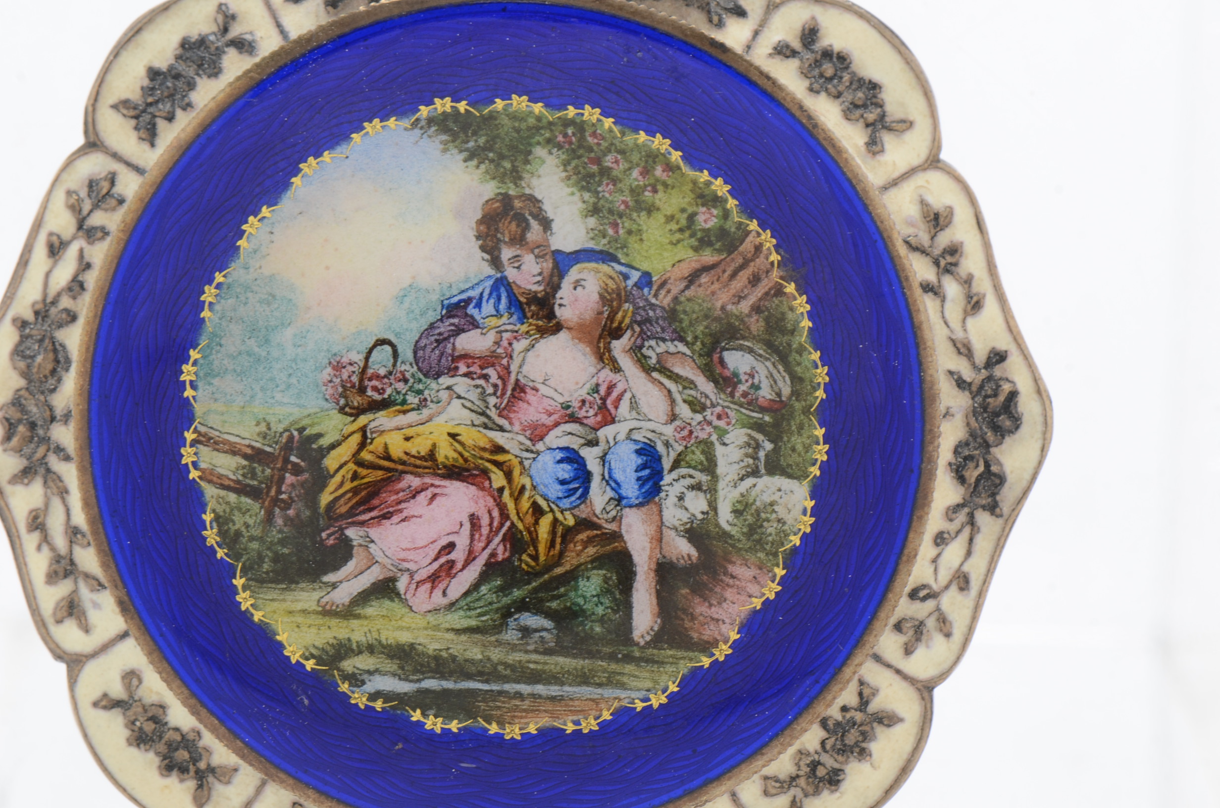 Vintage Sterling Silver Enameled Guilloché Compact and Cloisonné Pendant