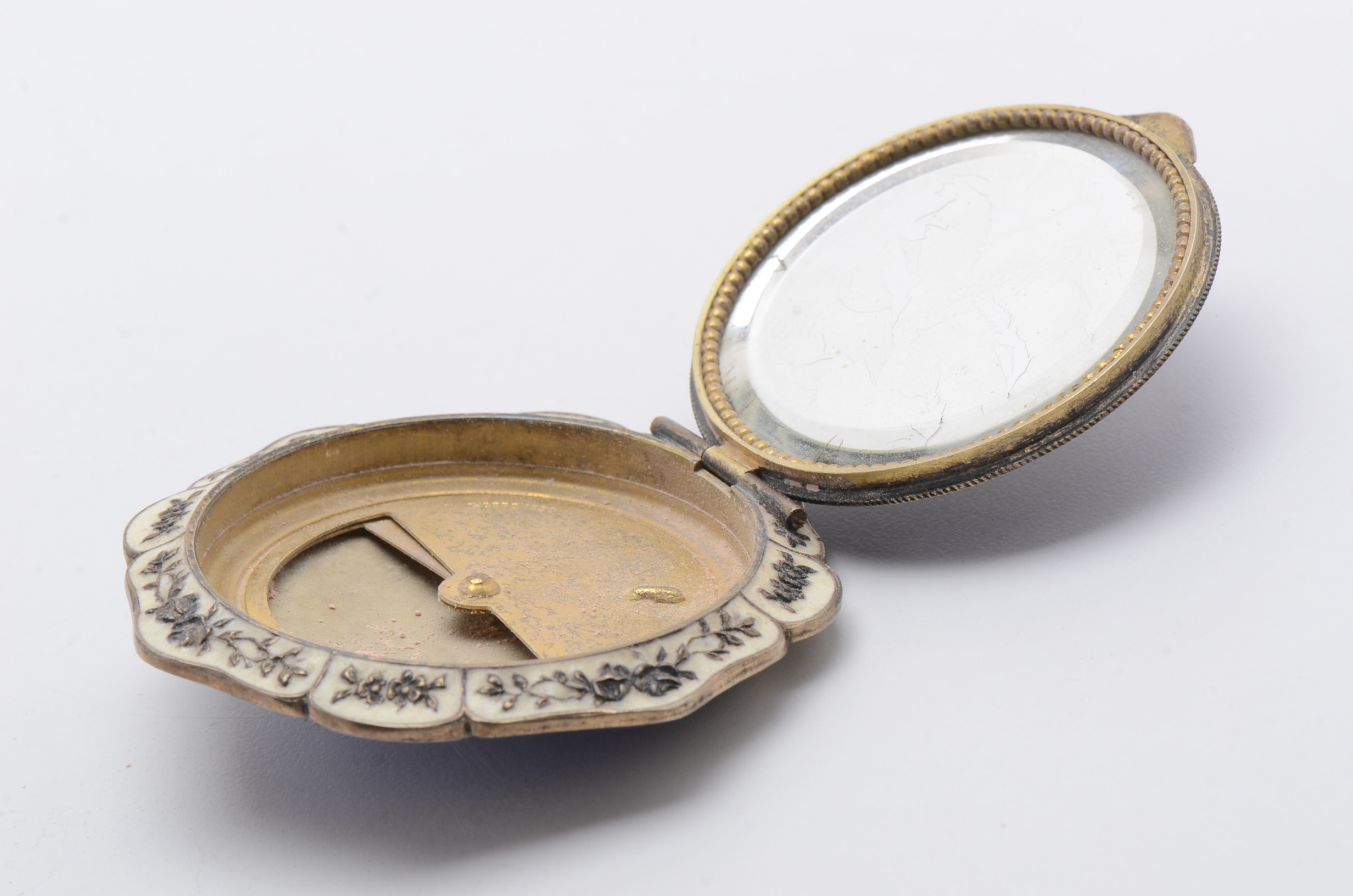 Vintage Sterling Silver Enameled Guilloché Compact and Cloisonné Pendant