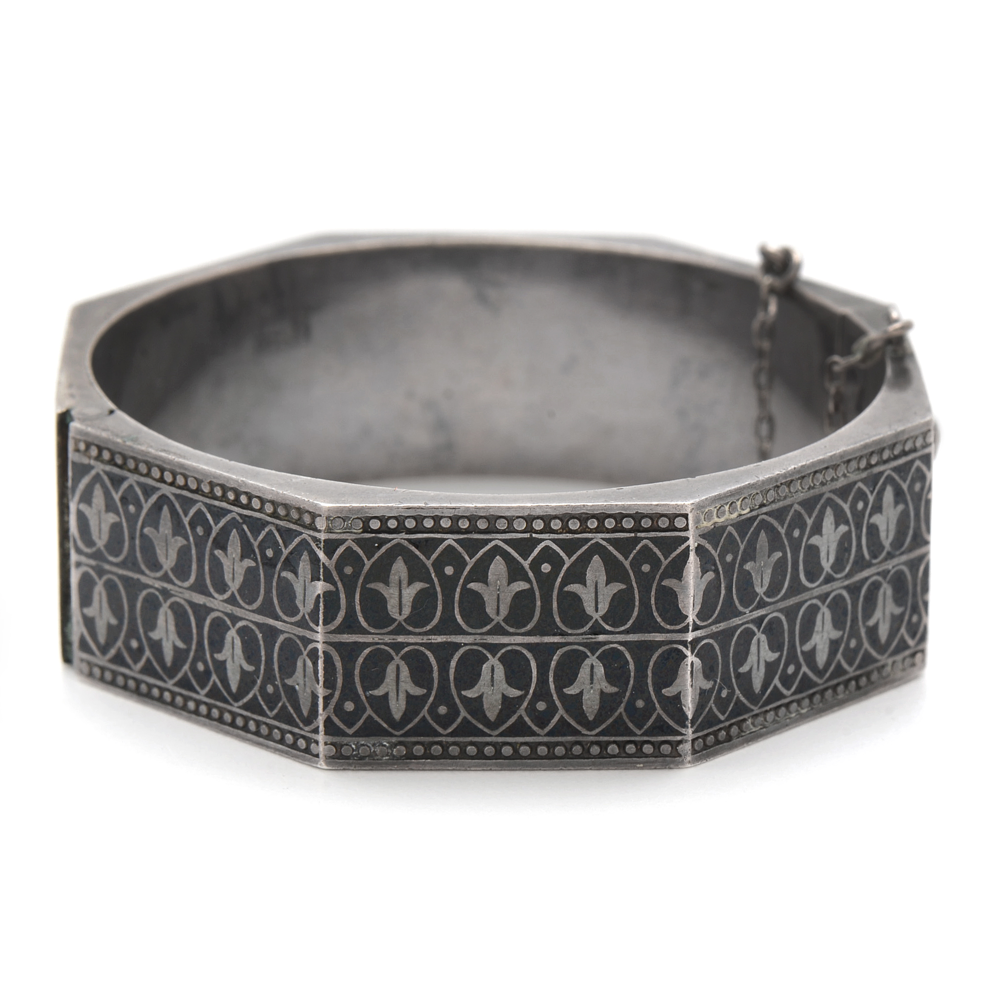 Sterling Silver and Enameled Hinged Cuff