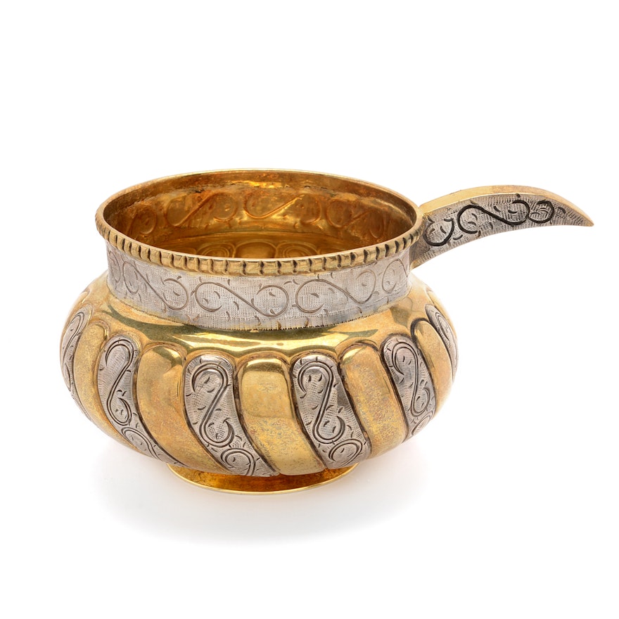 Circa 1960 Tane Orfebres Sterling Silver and Gold Wash Cup