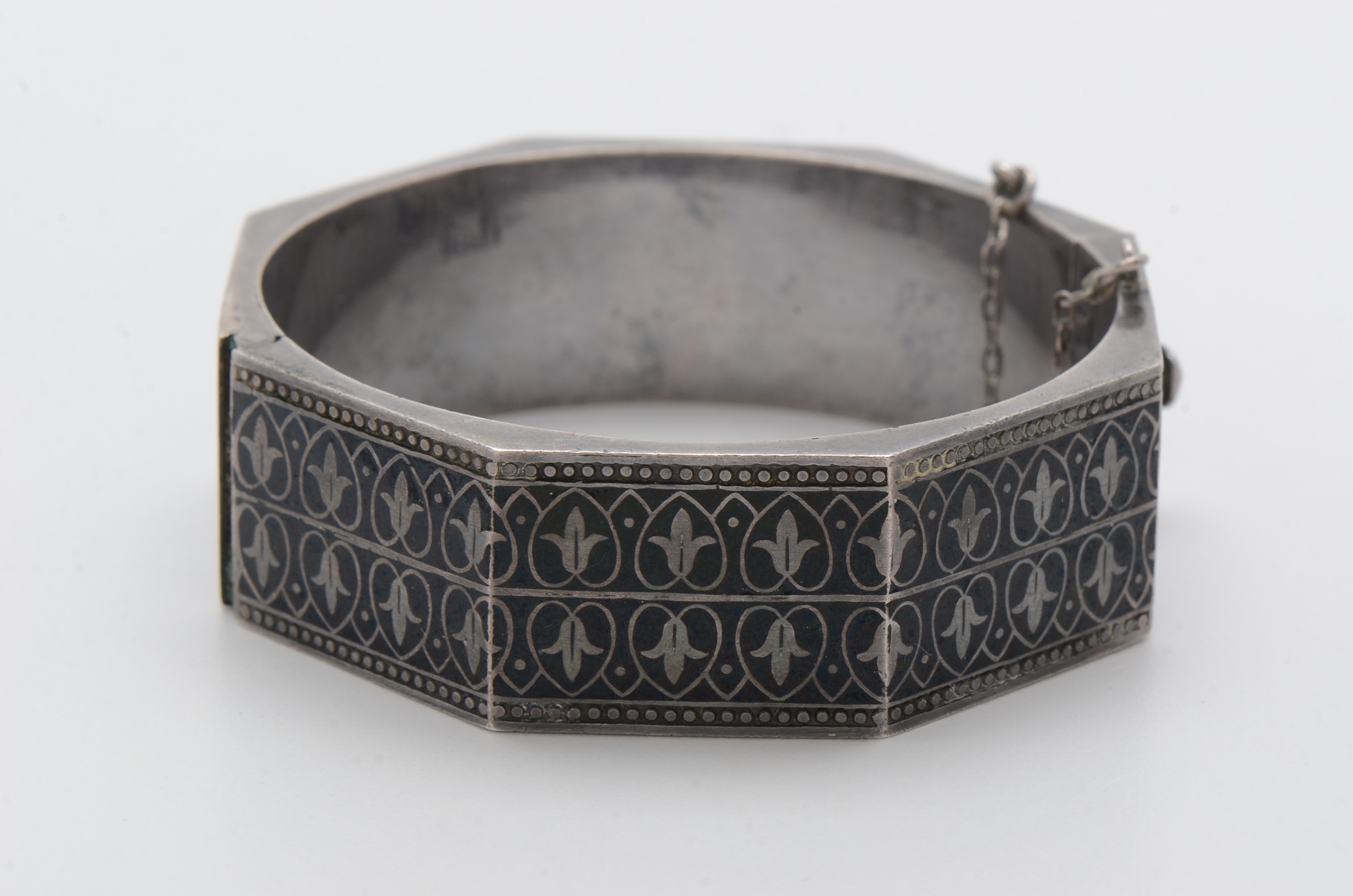 Sterling Silver and Enameled Hinged Cuff