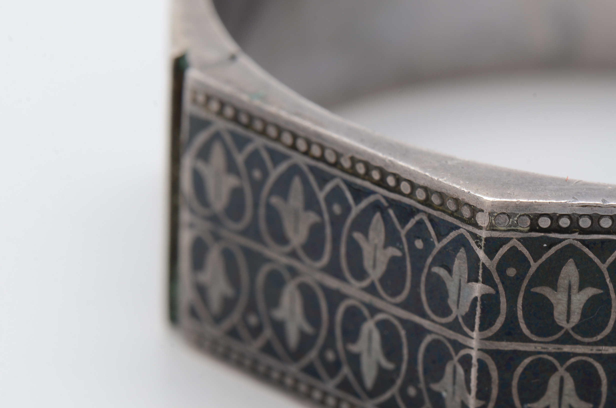 Sterling Silver and Enameled Hinged Cuff