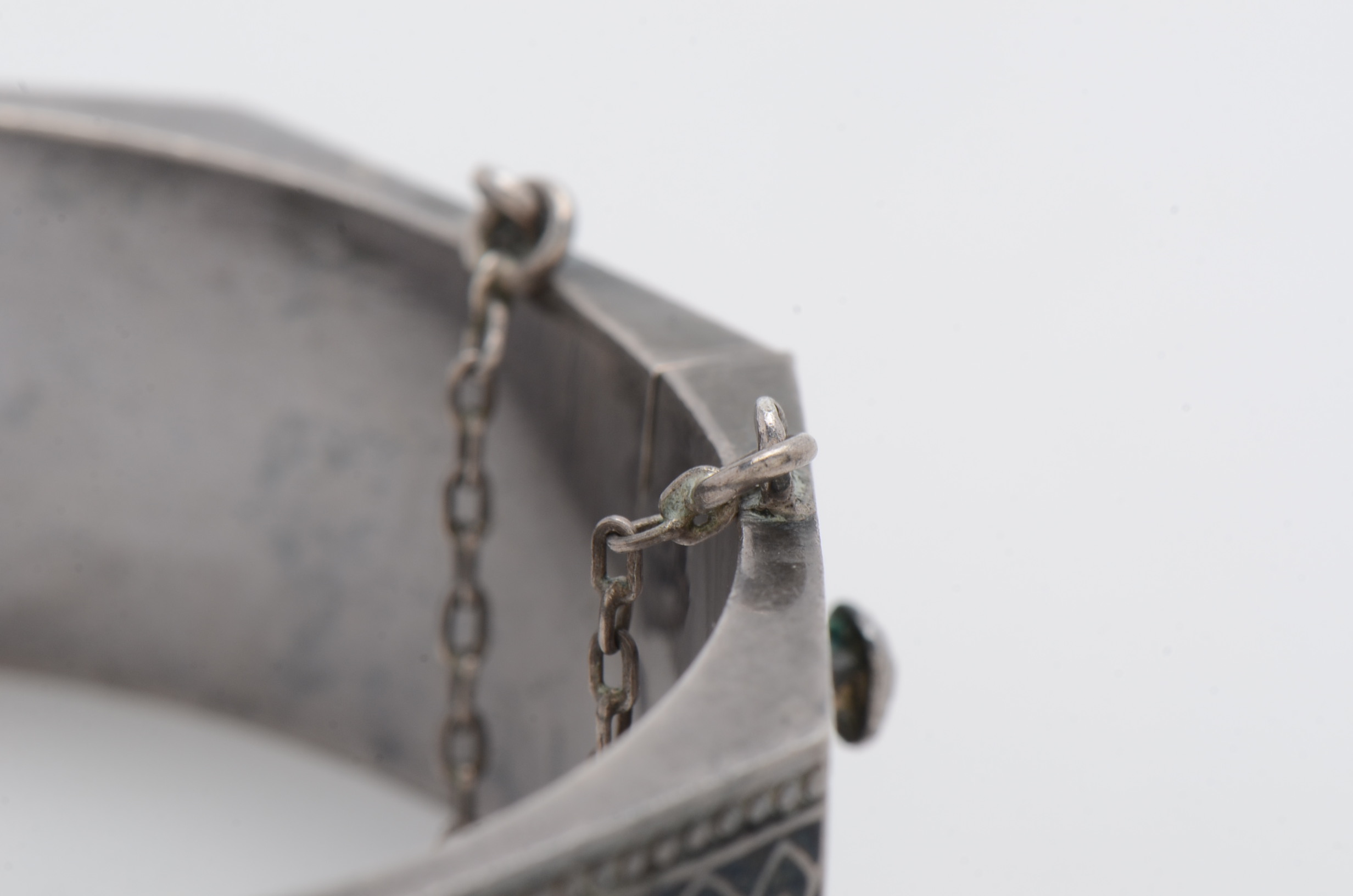 Sterling Silver and Enameled Hinged Cuff