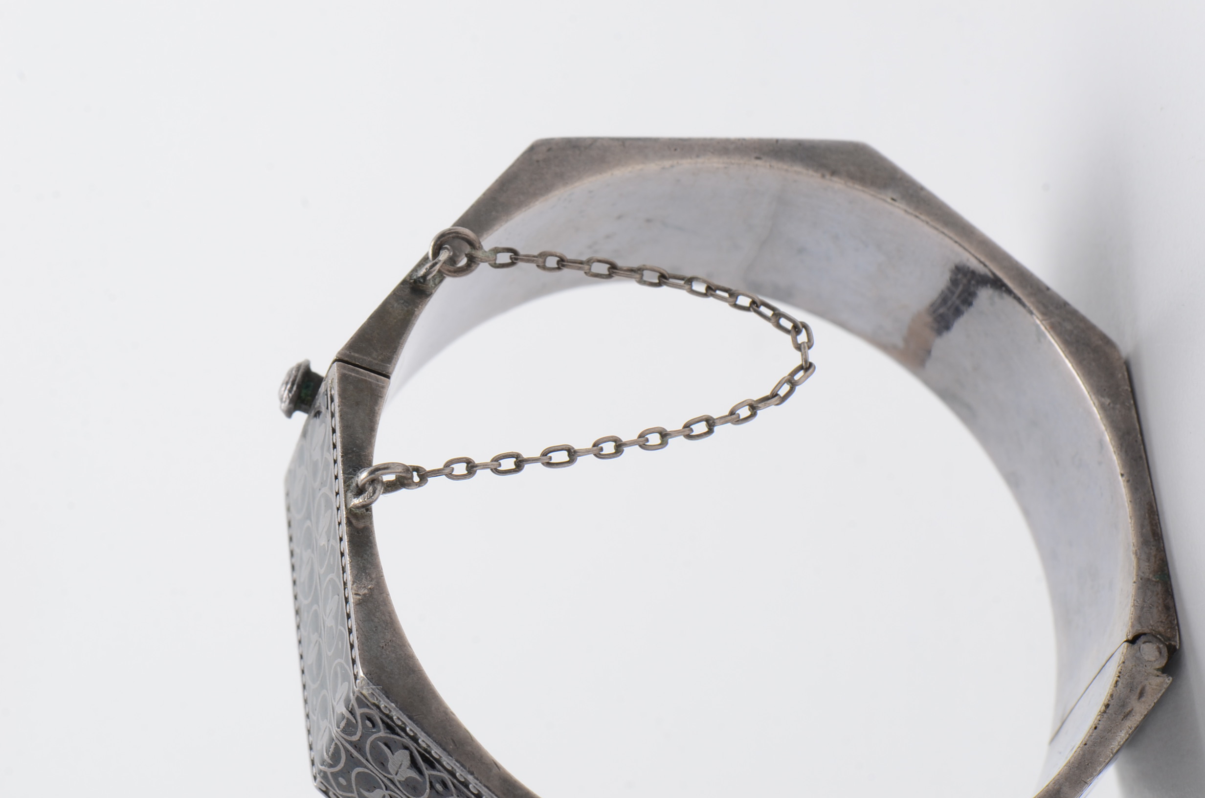 Sterling Silver and Enameled Hinged Cuff