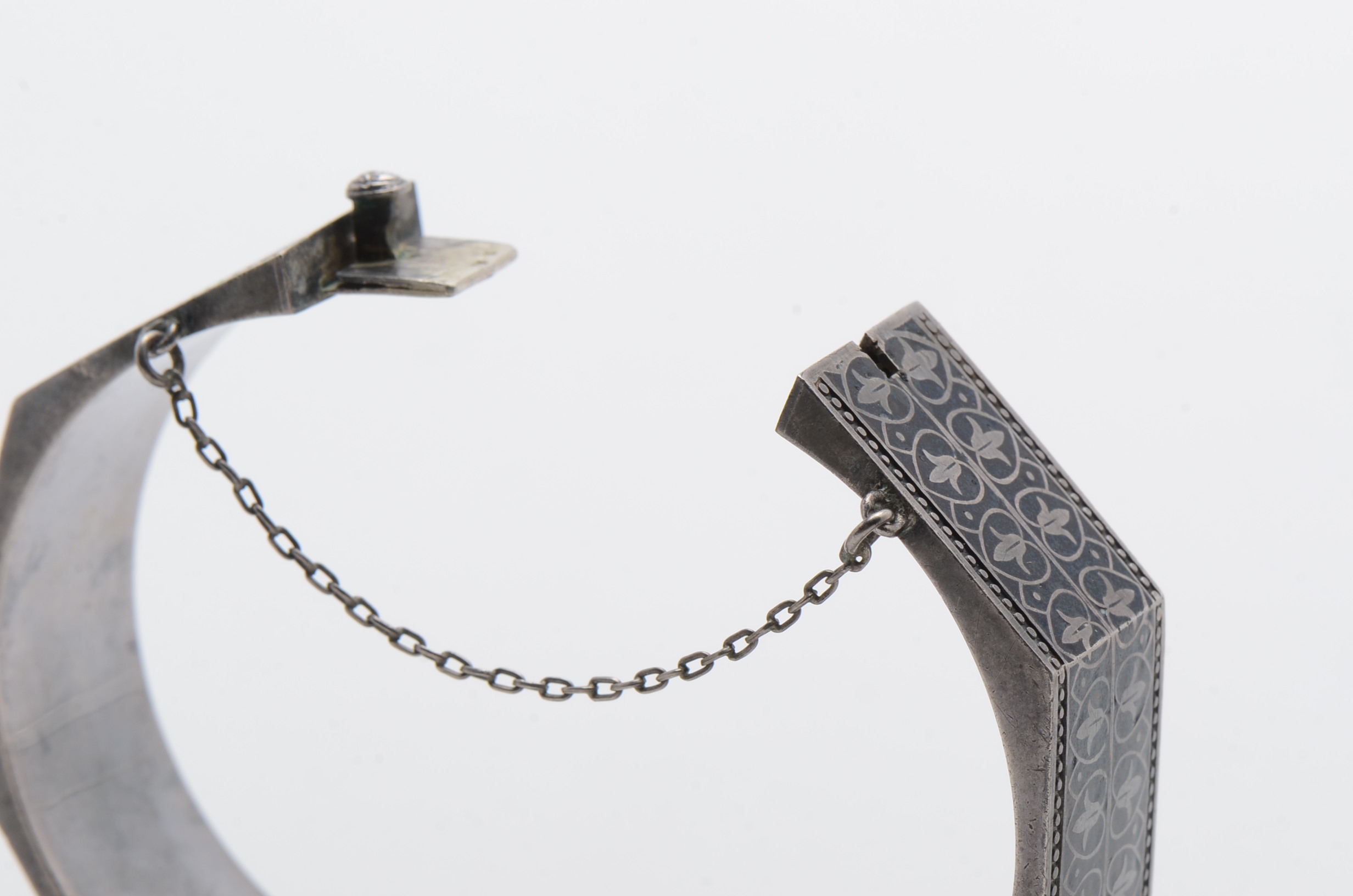 Sterling Silver and Enameled Hinged Cuff