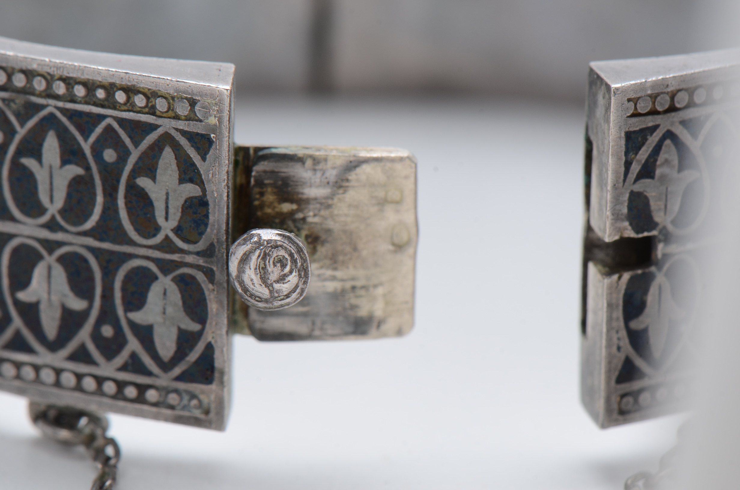 Sterling Silver and Enameled Hinged Cuff