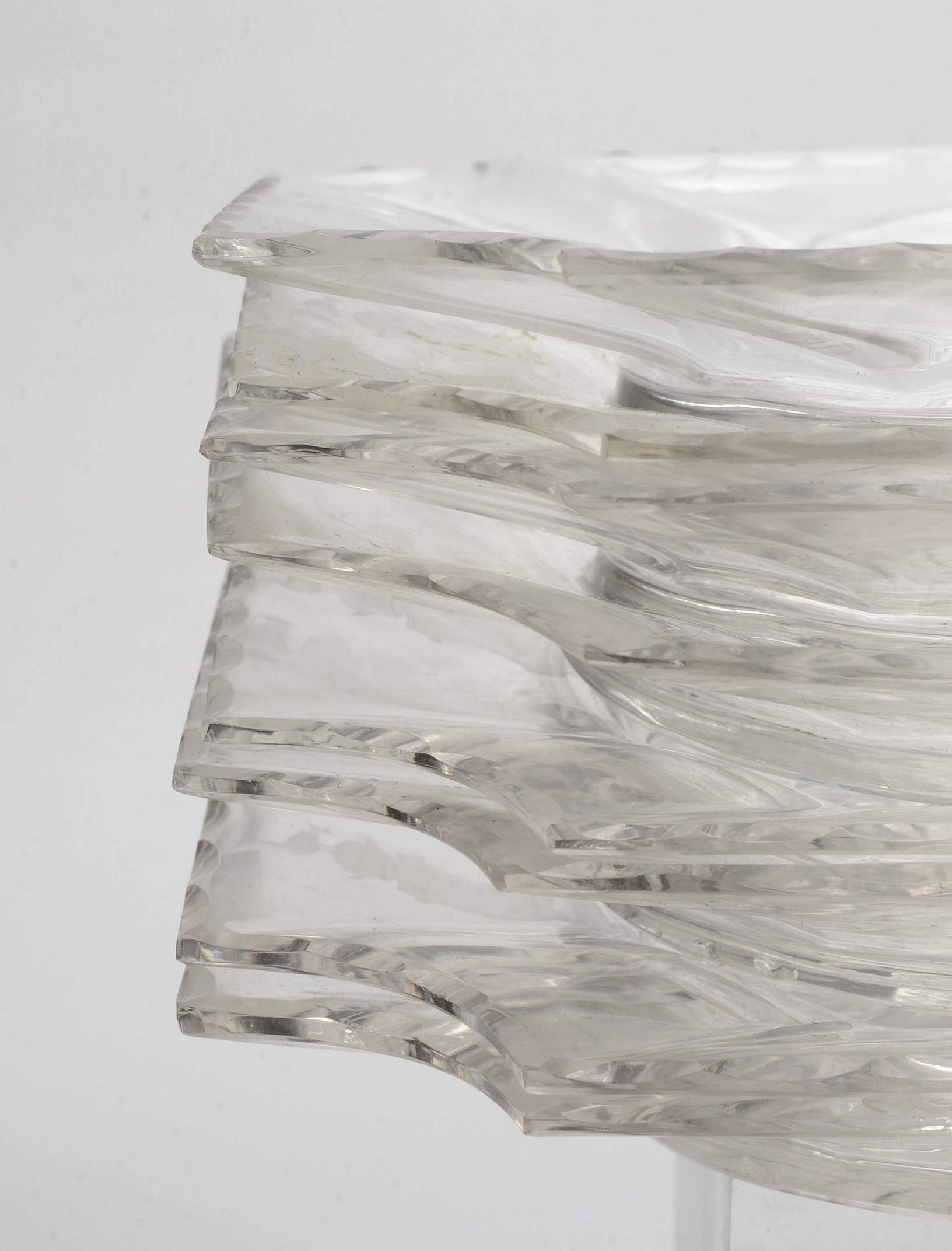 Armorial Footed Crystal Dessert Bowls With Under Plates