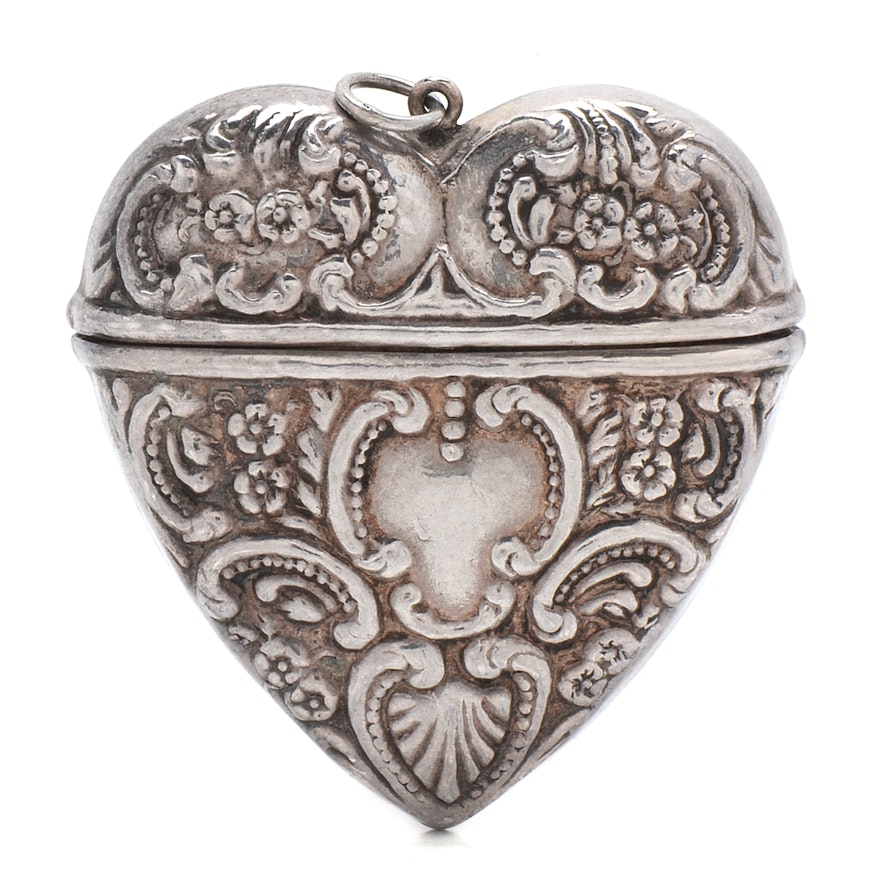 Sterling Silver Heart Locket Box Pendant