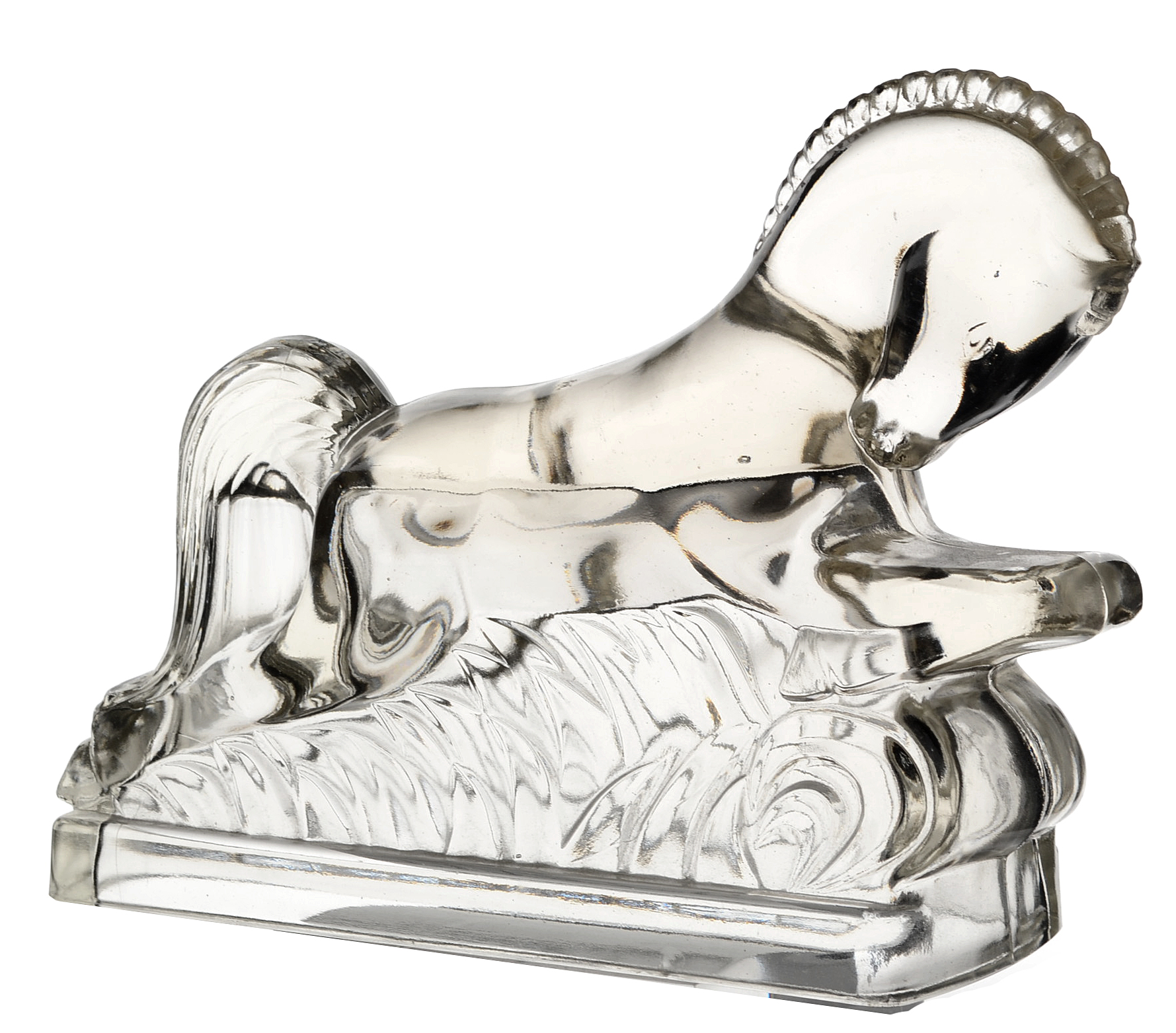 Vintage Glass Horse Bookends from L.E. Smith American Glass Co., Circa 1940