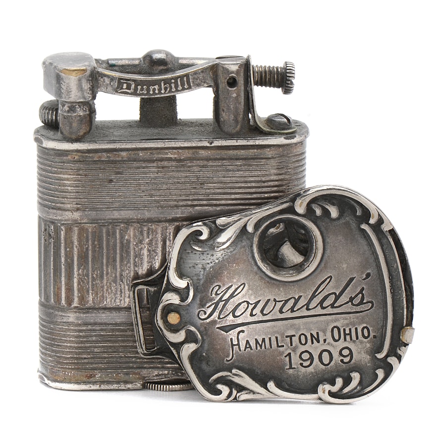 Vintage Sterling Silver Dunhill Lighter and Match Strike