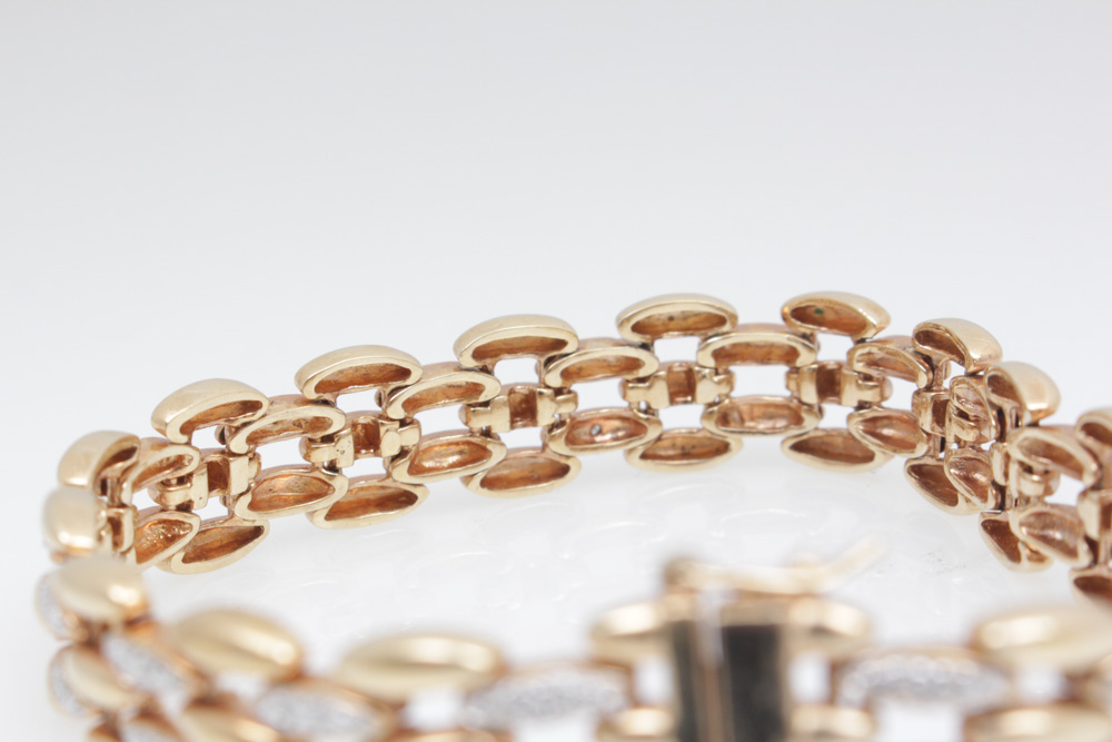 Gold Wash on Sterling Silver and Diamond Bracelet