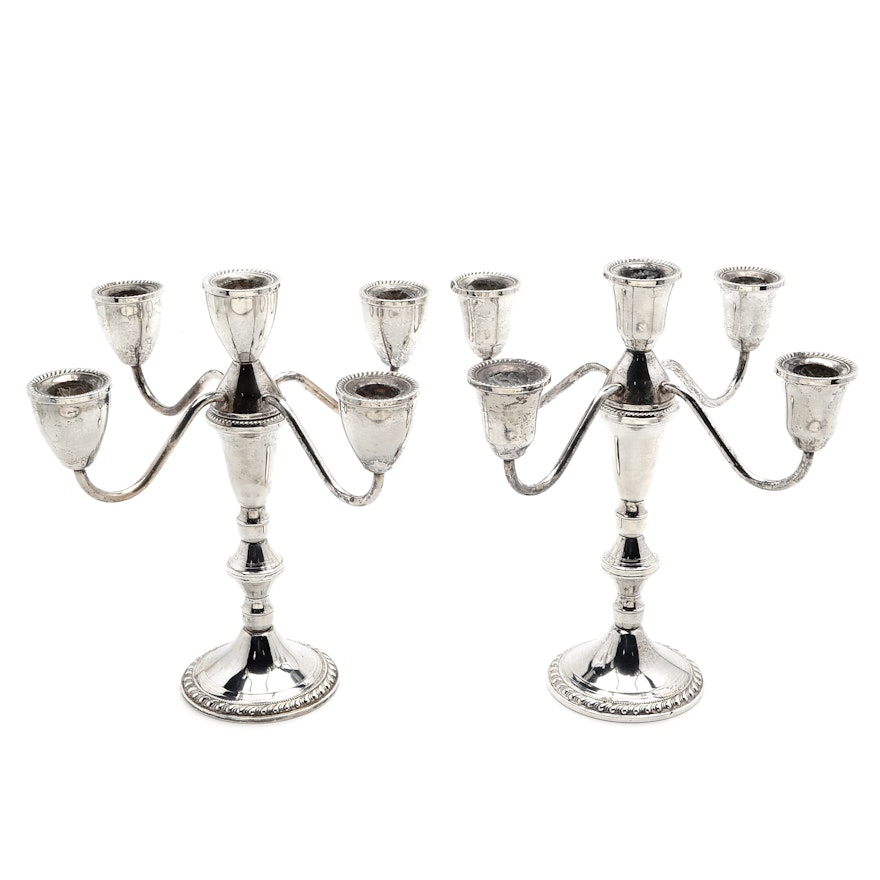 Vintage Duchin Weighted Sterling Silver Five Light Candelabra