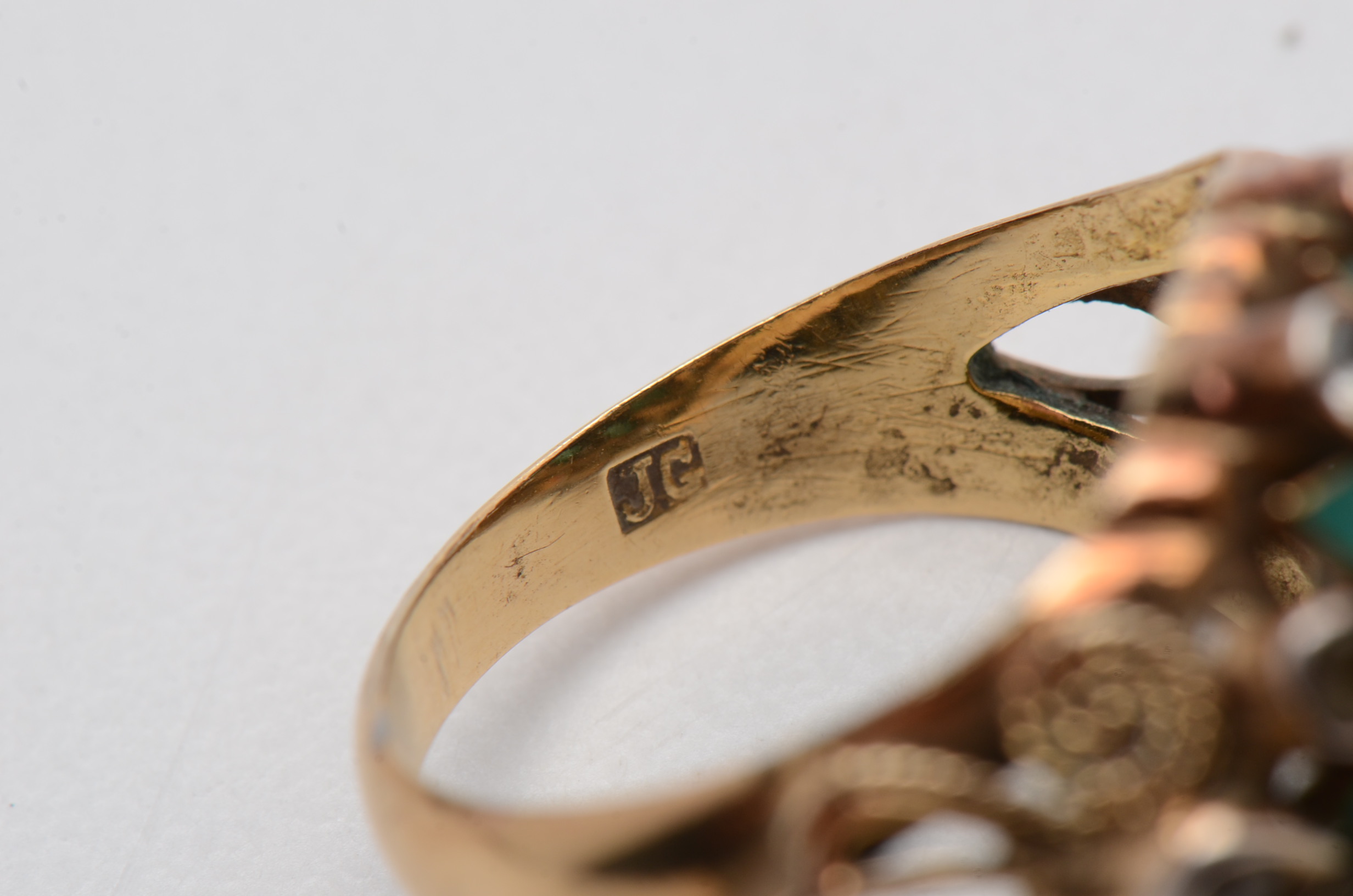 Vintage 10K Yellow Gold White Topaz and Emerald Ring and Earrings