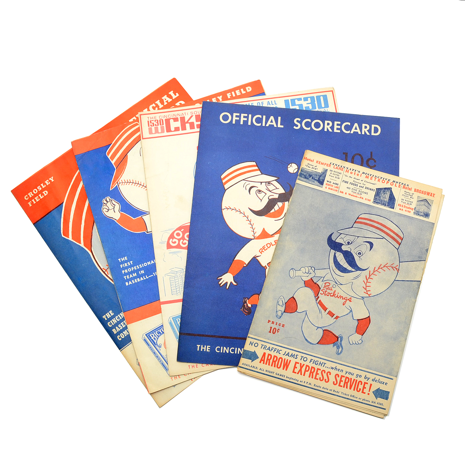 Official Cincinnati Redlegs Scorecards Dated 1958, 1960, 1961 and 1966