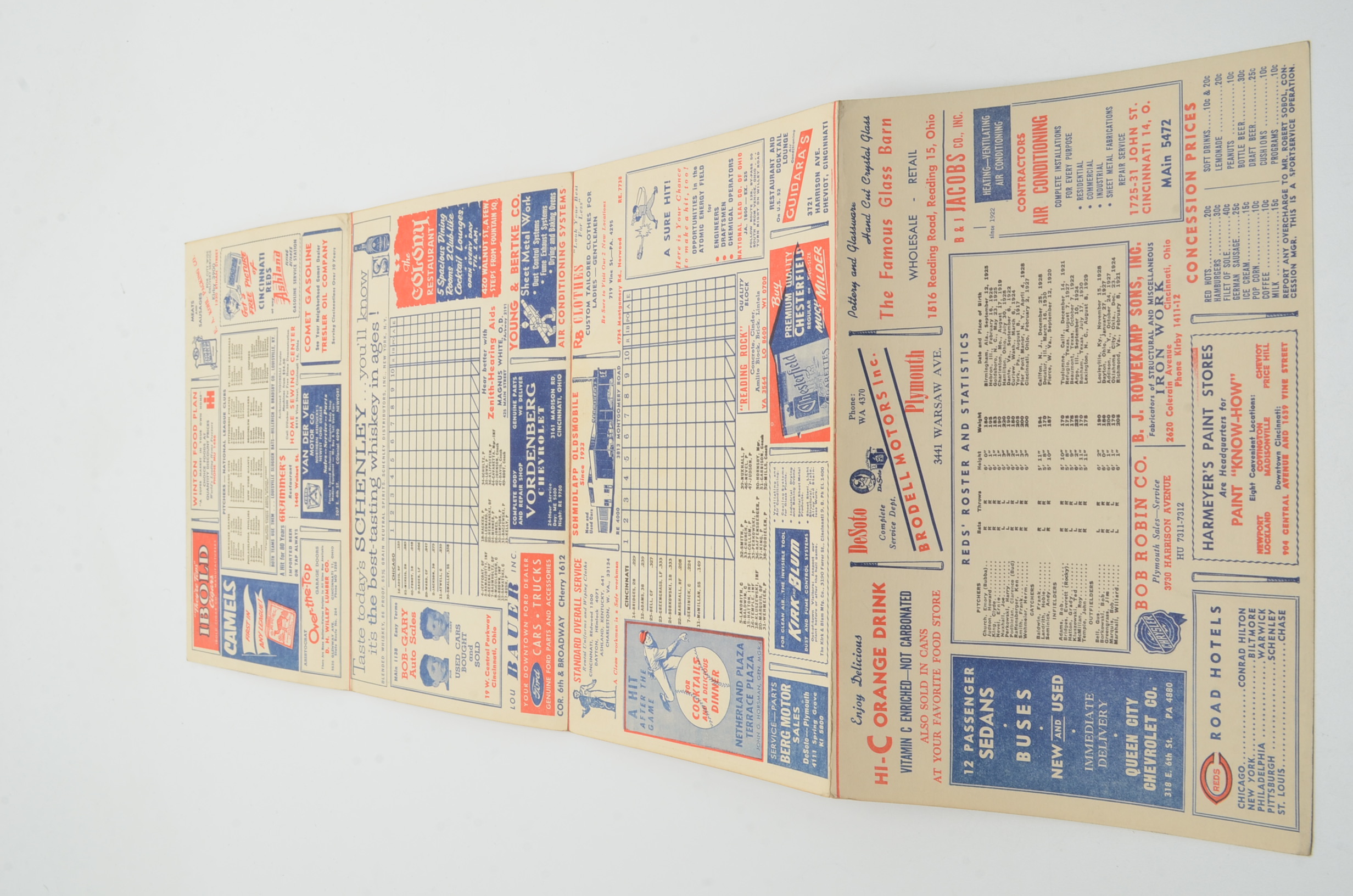 Official Cincinnati Redlegs Scorecards Dated 1958, 1960, 1961 and 1966