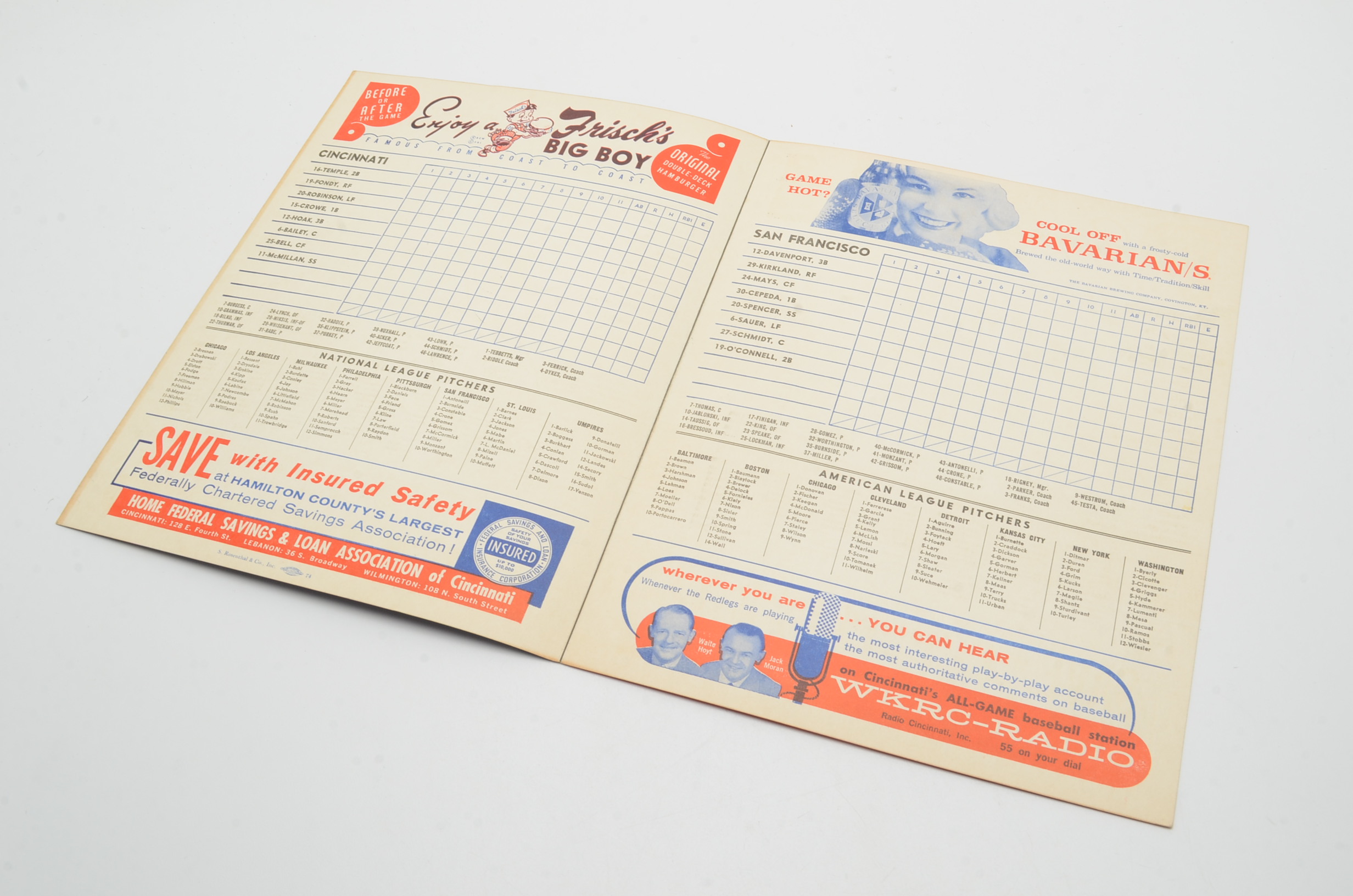 Official Cincinnati Redlegs Scorecards Dated 1958, 1960, 1961 and 1966