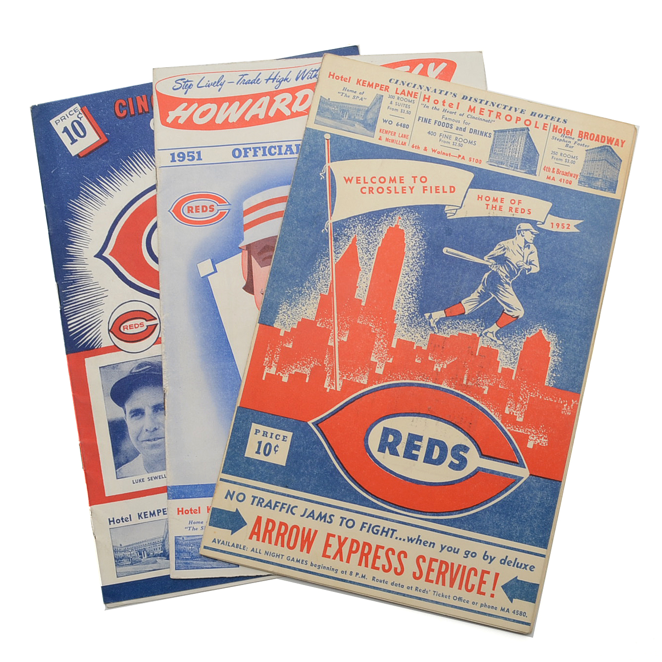 Three Cincinnati Reds Unmarked Score Books from 1950, 1951 and 1952