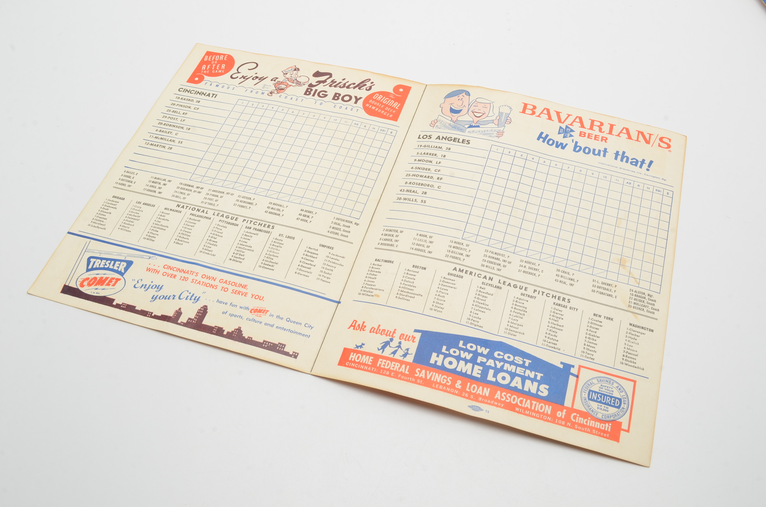 Official Cincinnati Redlegs Scorecards Dated 1958, 1960, 1961 and 1966