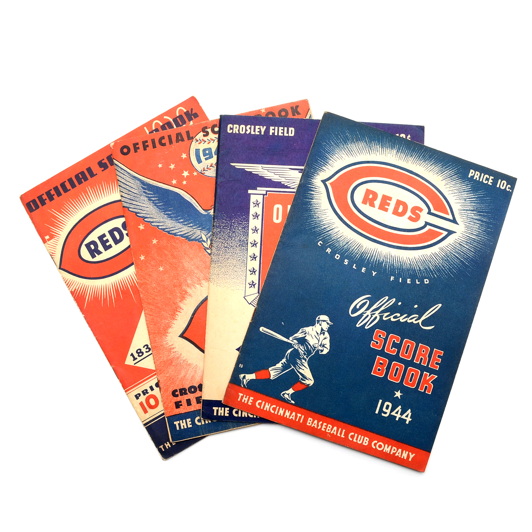 Collection of Four Cincinnati Reds Score Cards, 1939, 1942, 1943 and 1949