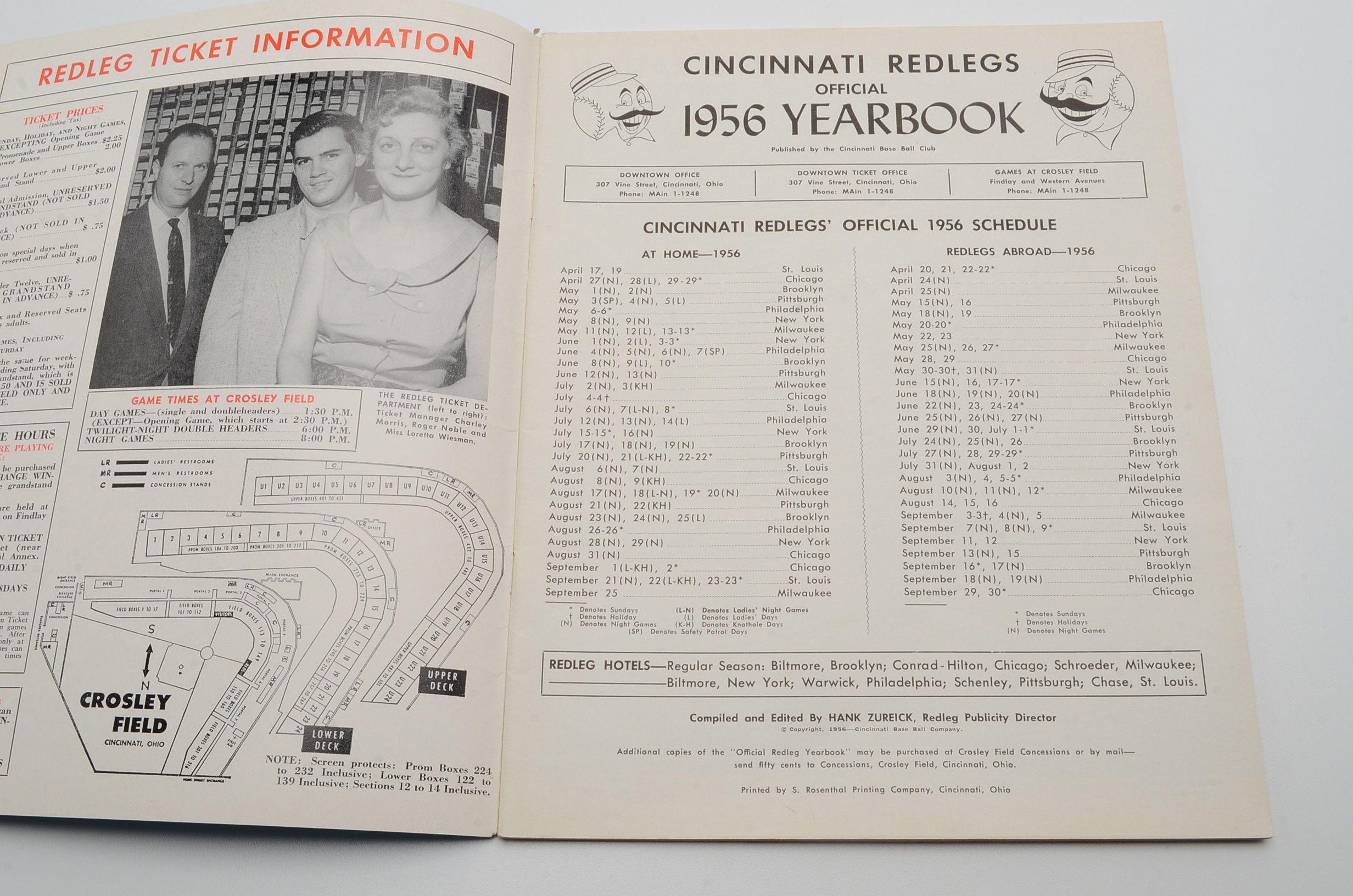 Cincinnati Redlegs Baseball Yearbooks for the Consecutive Years 1955-1958