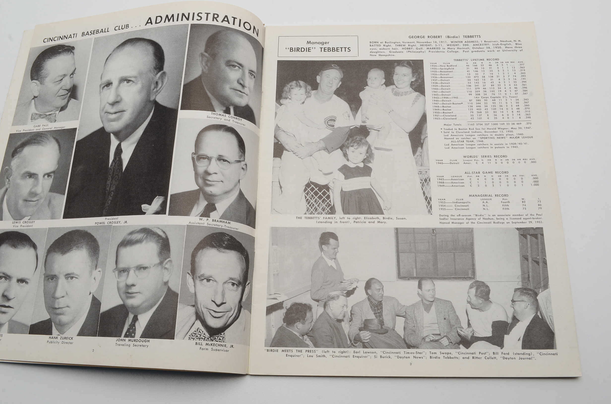 Cincinnati Redlegs Baseball Yearbooks for the Consecutive Years 1955-1958