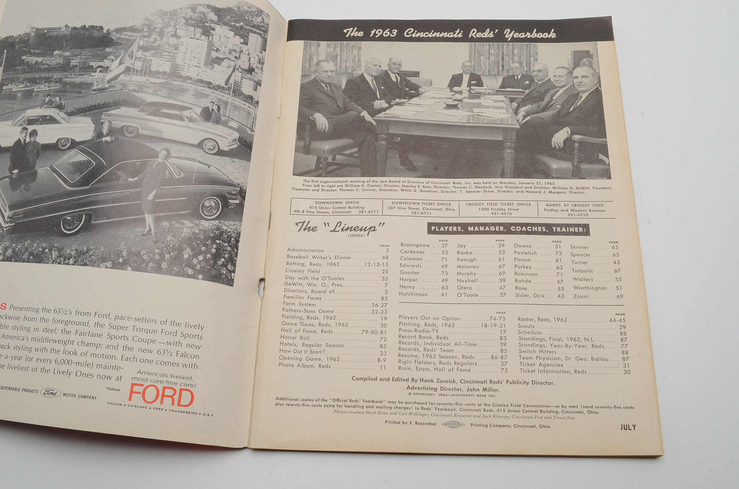 Cincinnati Reds Baseball Yearbooks from 1963, 1965 and 1966