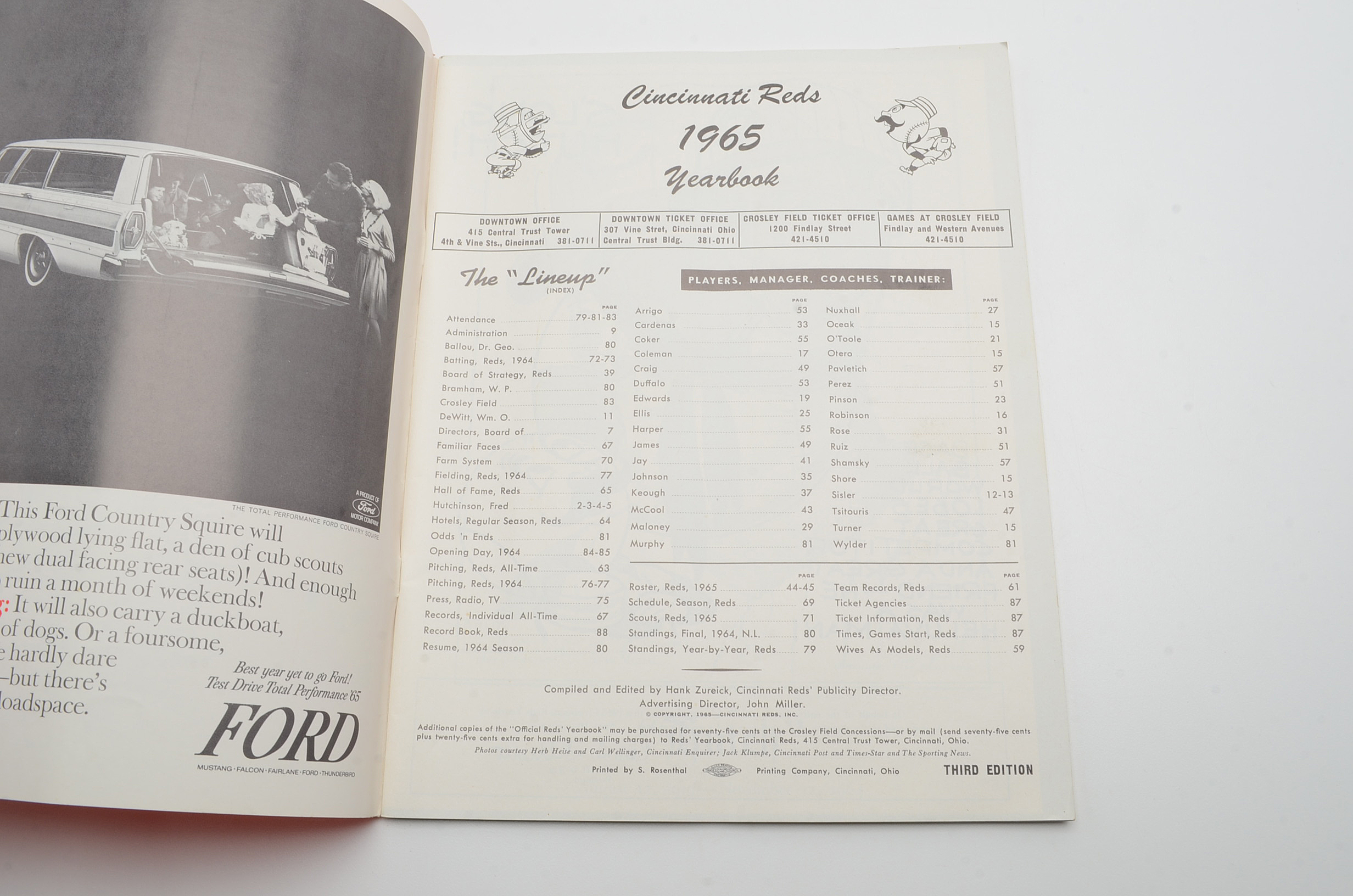 Cincinnati Reds Baseball Yearbooks from 1963, 1965 and 1966