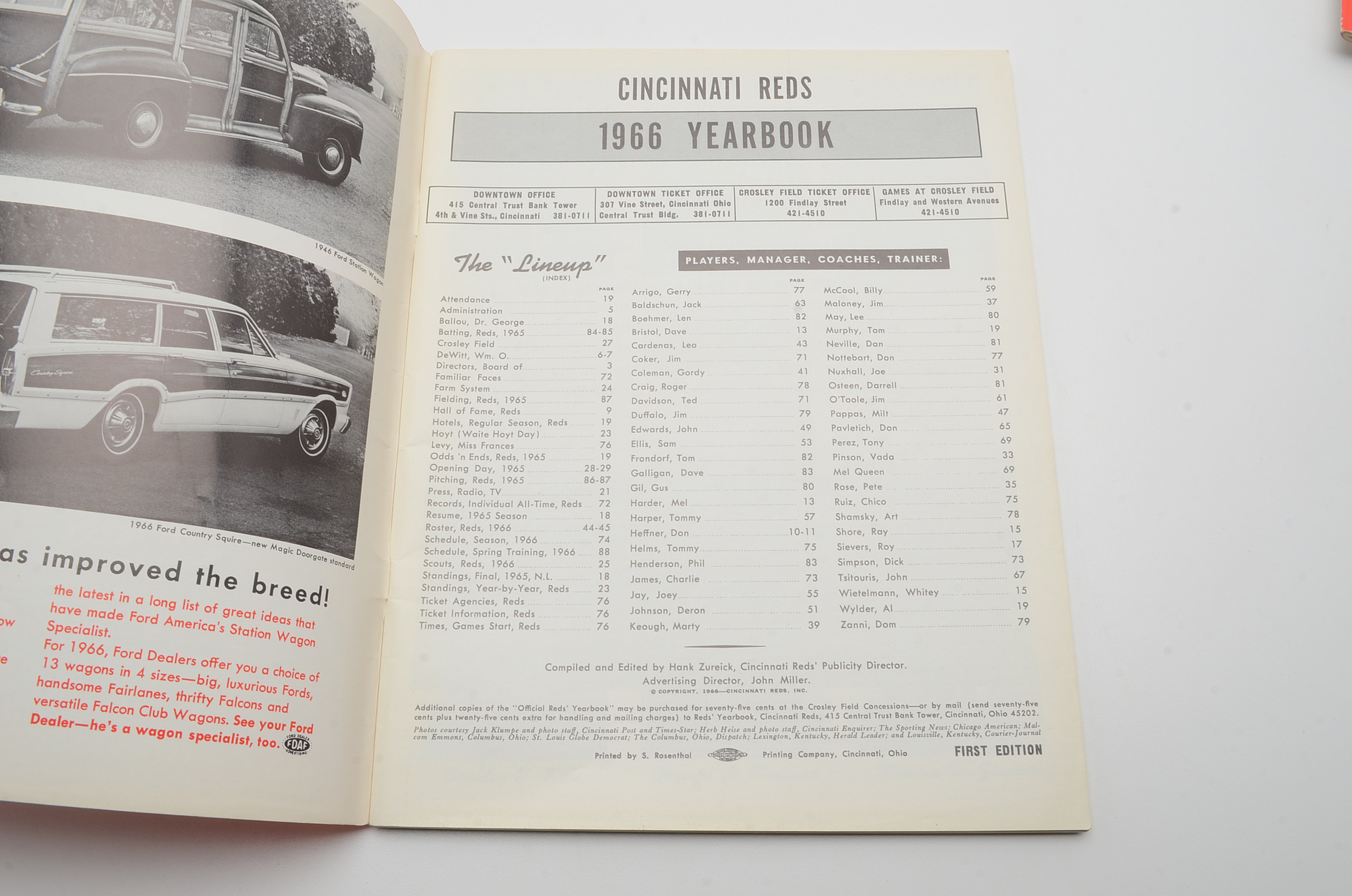 Cincinnati Reds Baseball Yearbooks from 1963, 1965 and 1966