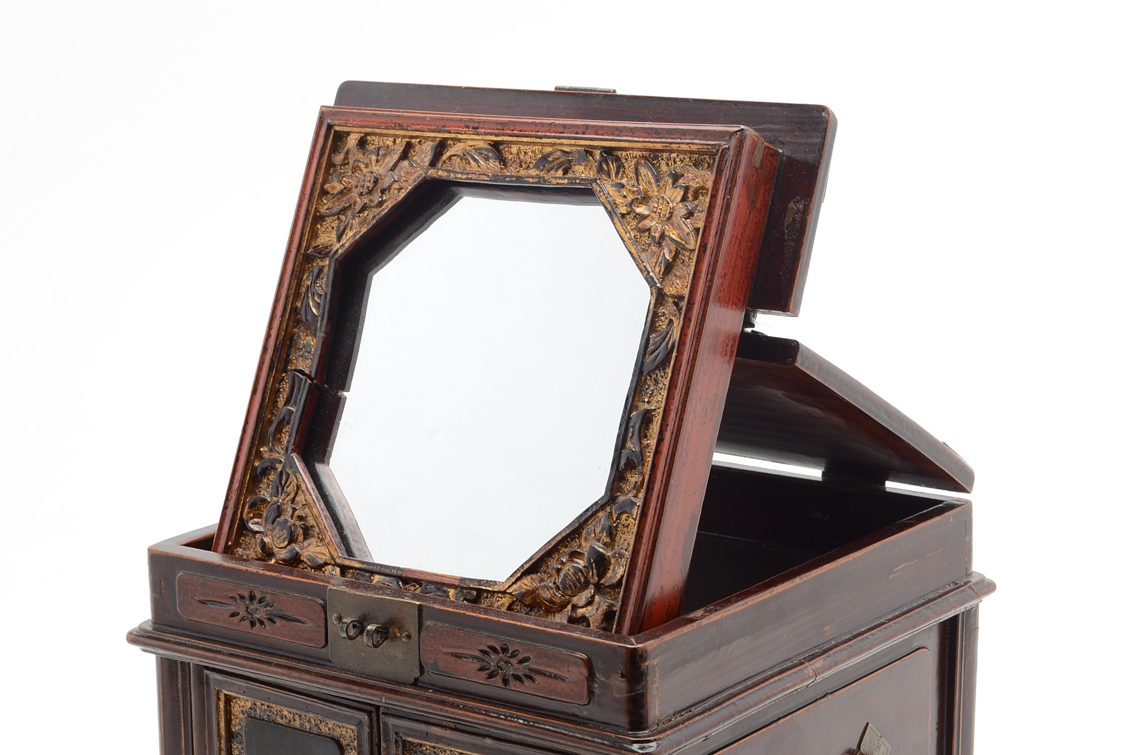 Vintage Chinese Vanity Mirror with Drawers
