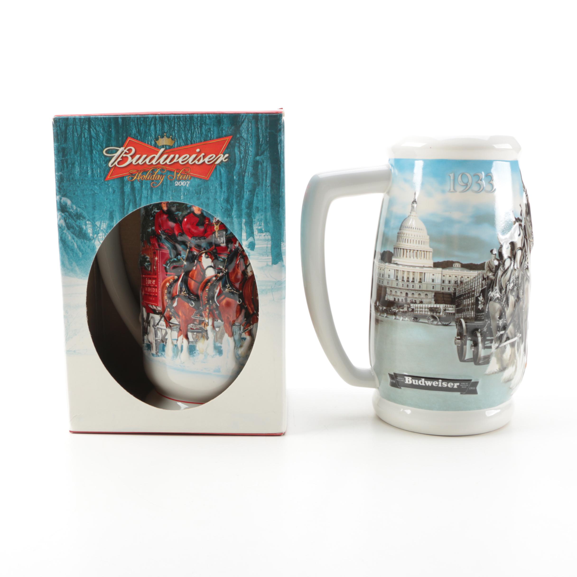 Pair of Budweiser Clydesdales Beer Steins