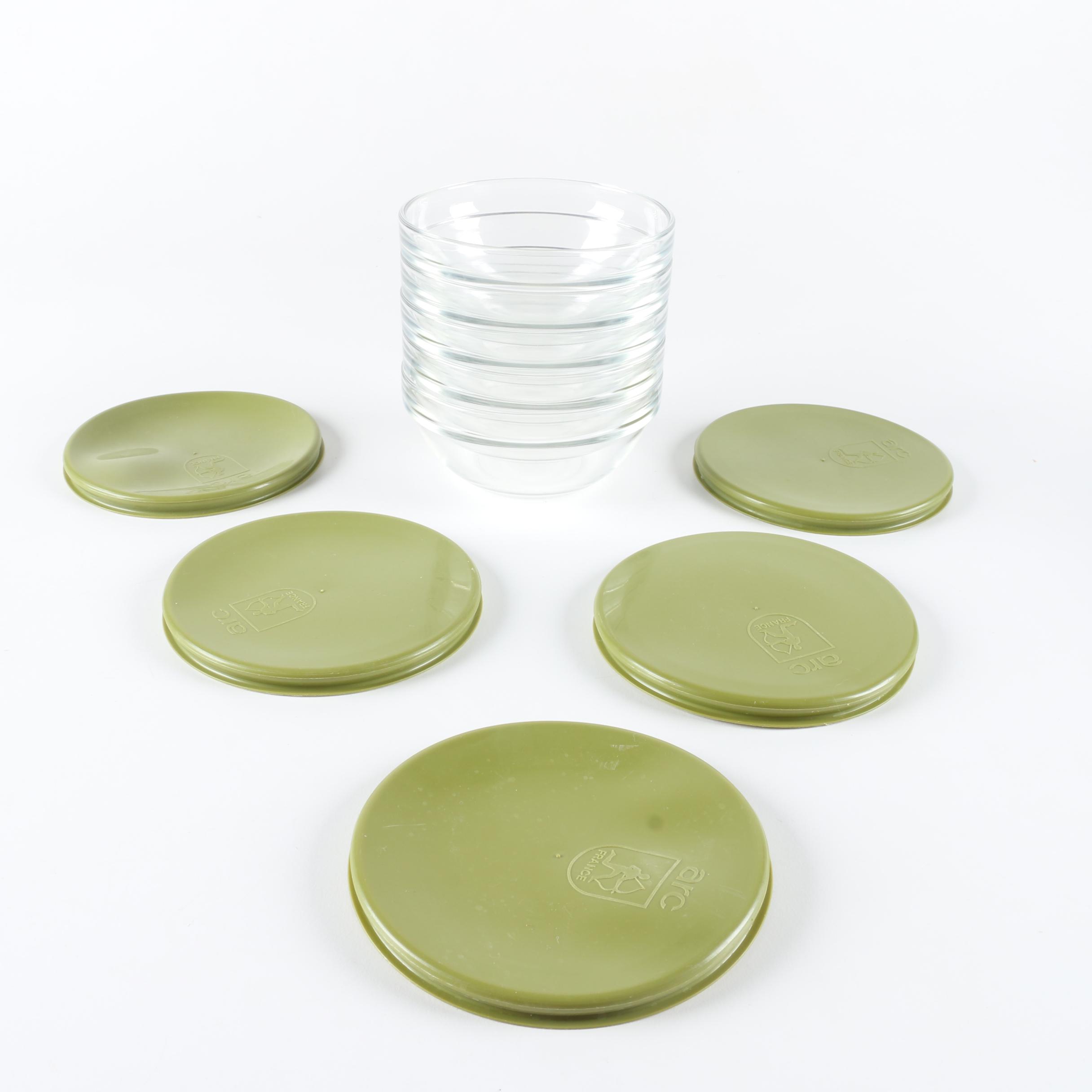 Assortment of Arc Glass Bowls with Plastic Lids