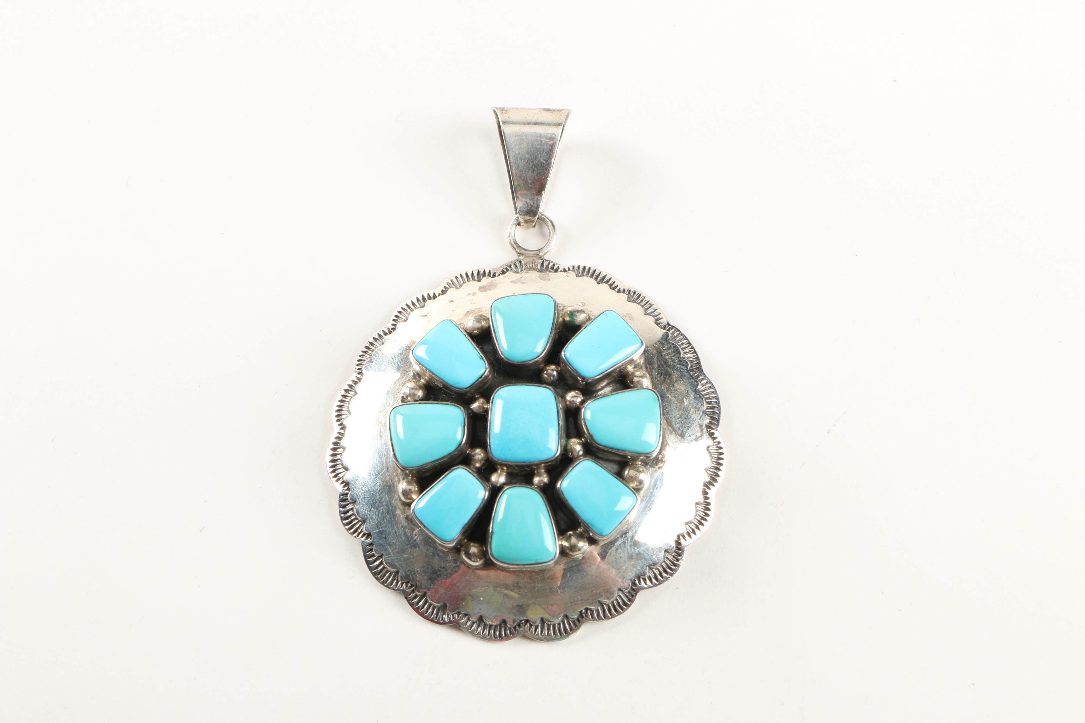 Benny Johnson Sterling Silver and Turquoise Pendant