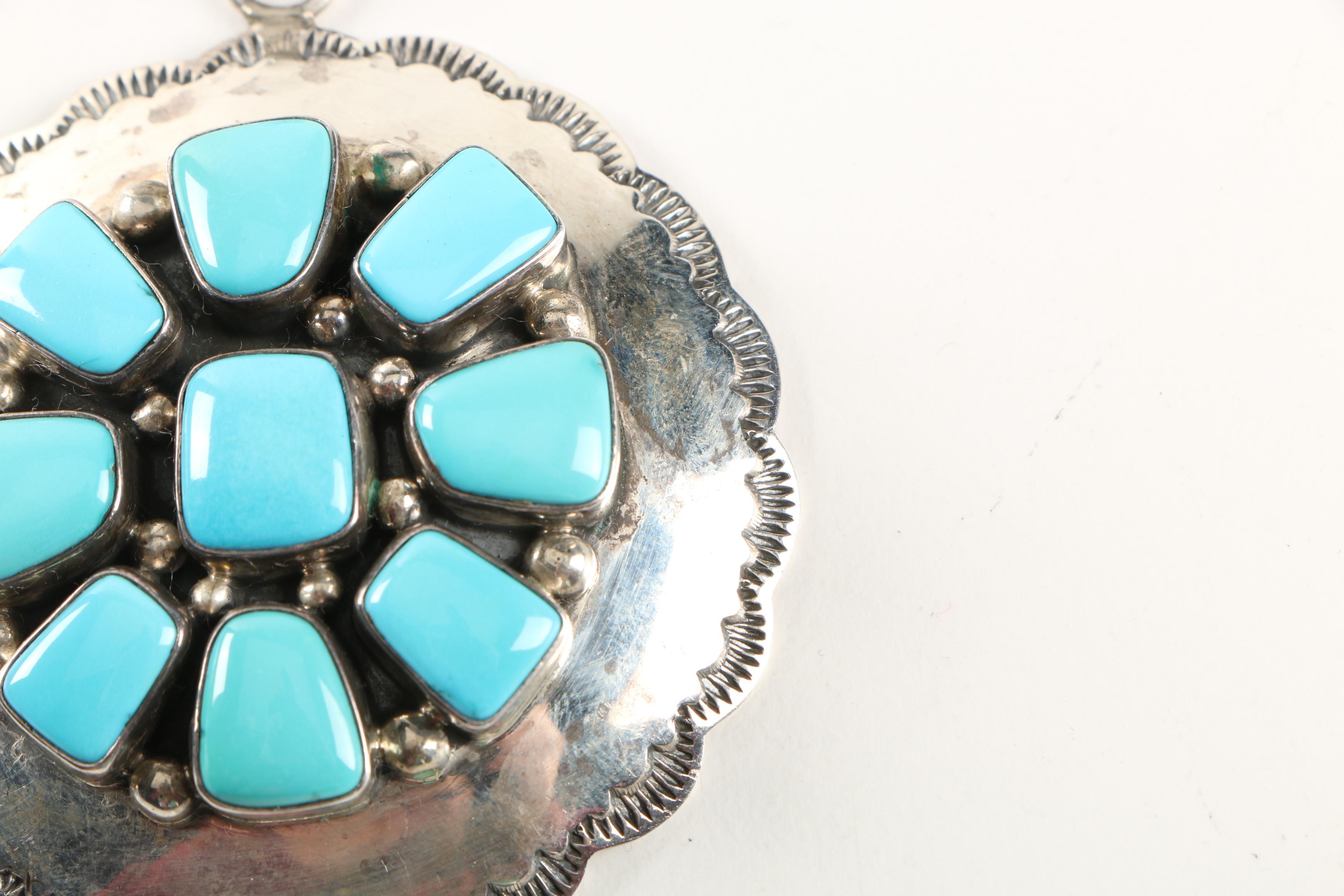 Benny Johnson Sterling Silver and Turquoise Pendant