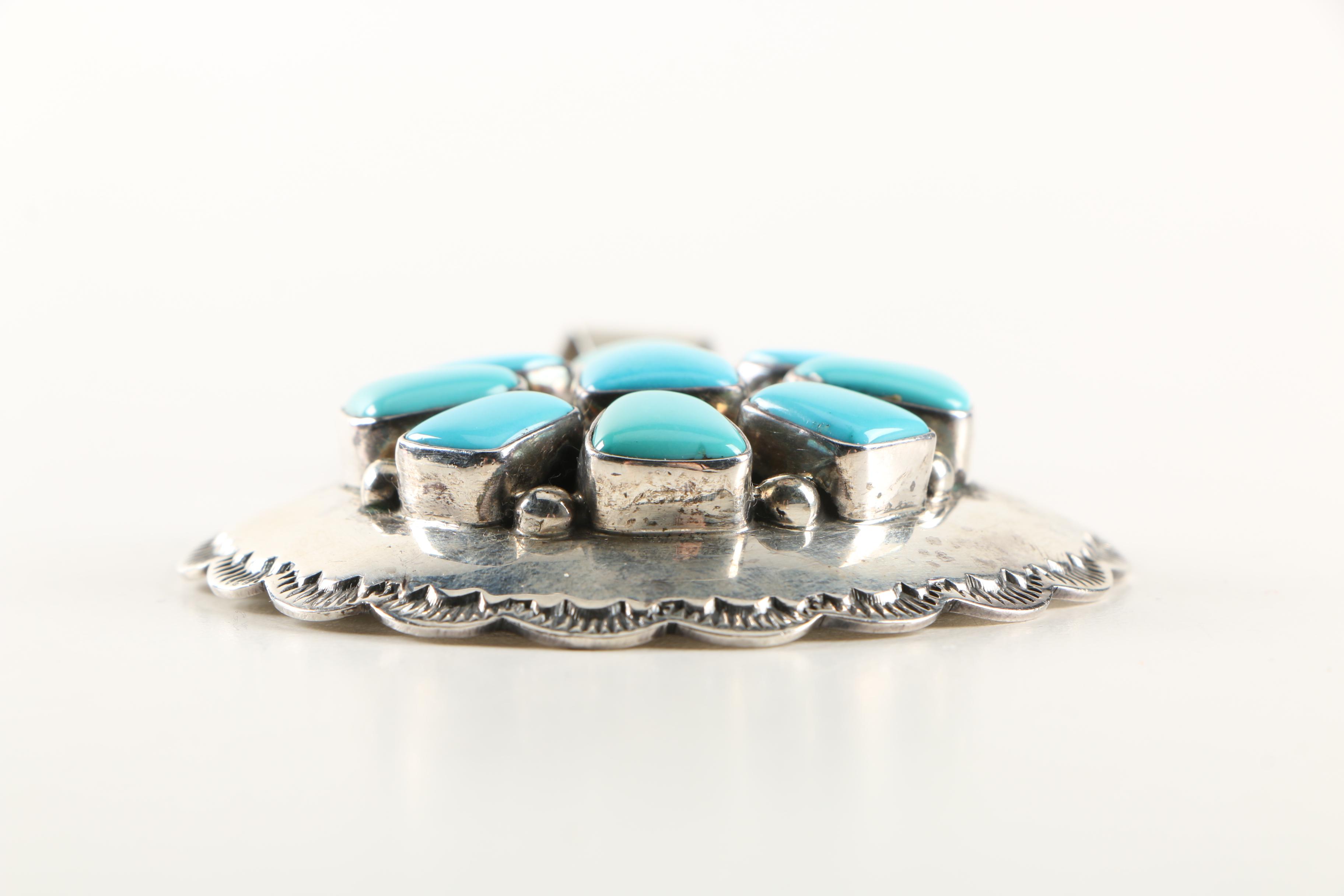 Benny Johnson Sterling Silver and Turquoise Pendant