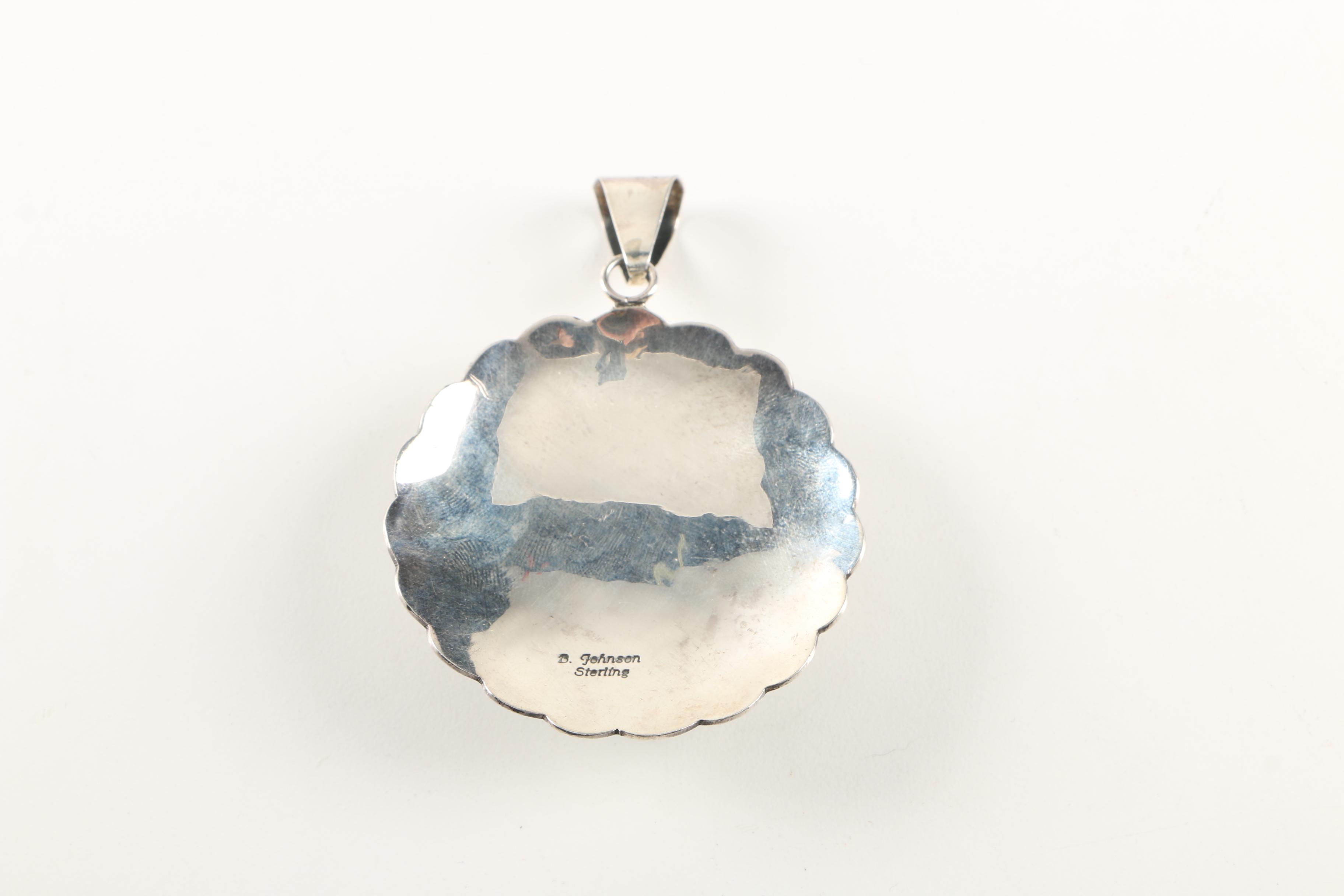 Benny Johnson Sterling Silver and Turquoise Pendant