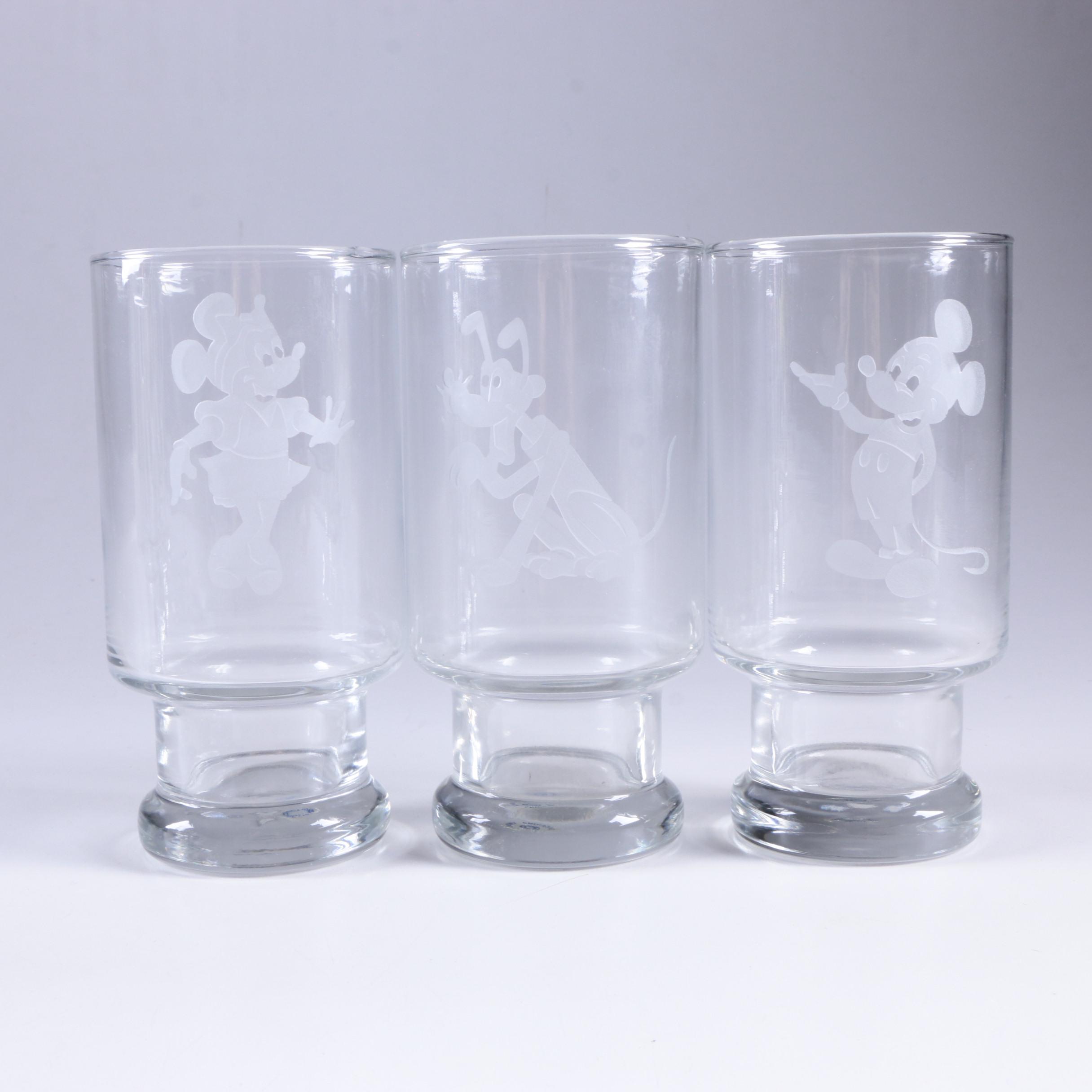 Vintage Walt Disney Productions Etched Glassware