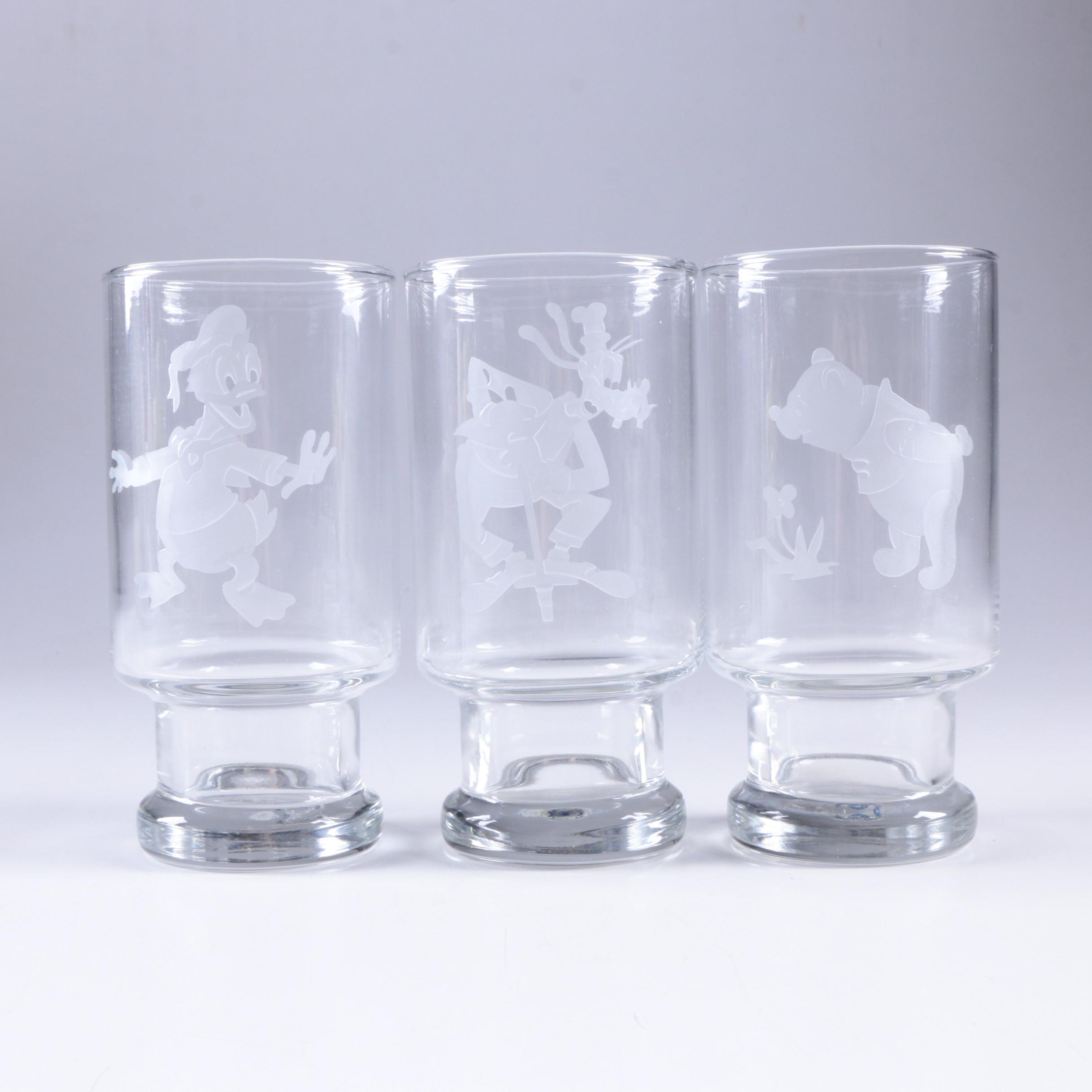Vintage Walt Disney Productions Etched Glassware