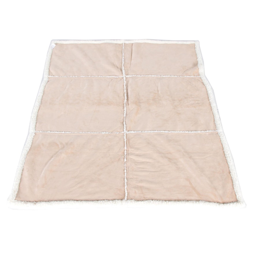 Faux Suede And Shearling Throw Blanket