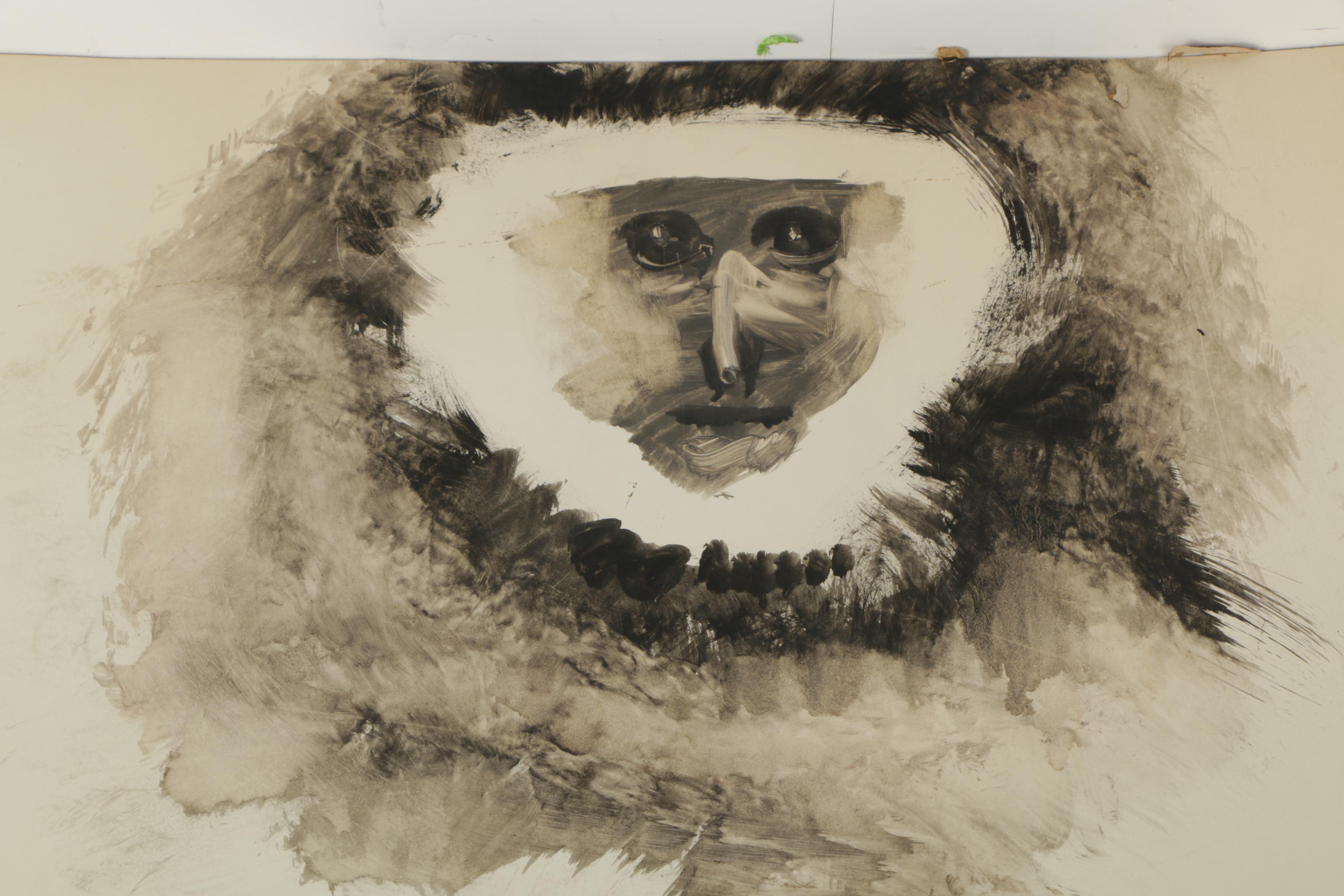 Miriam H. Beerman Gouache Painting of Capuchin Monkeys