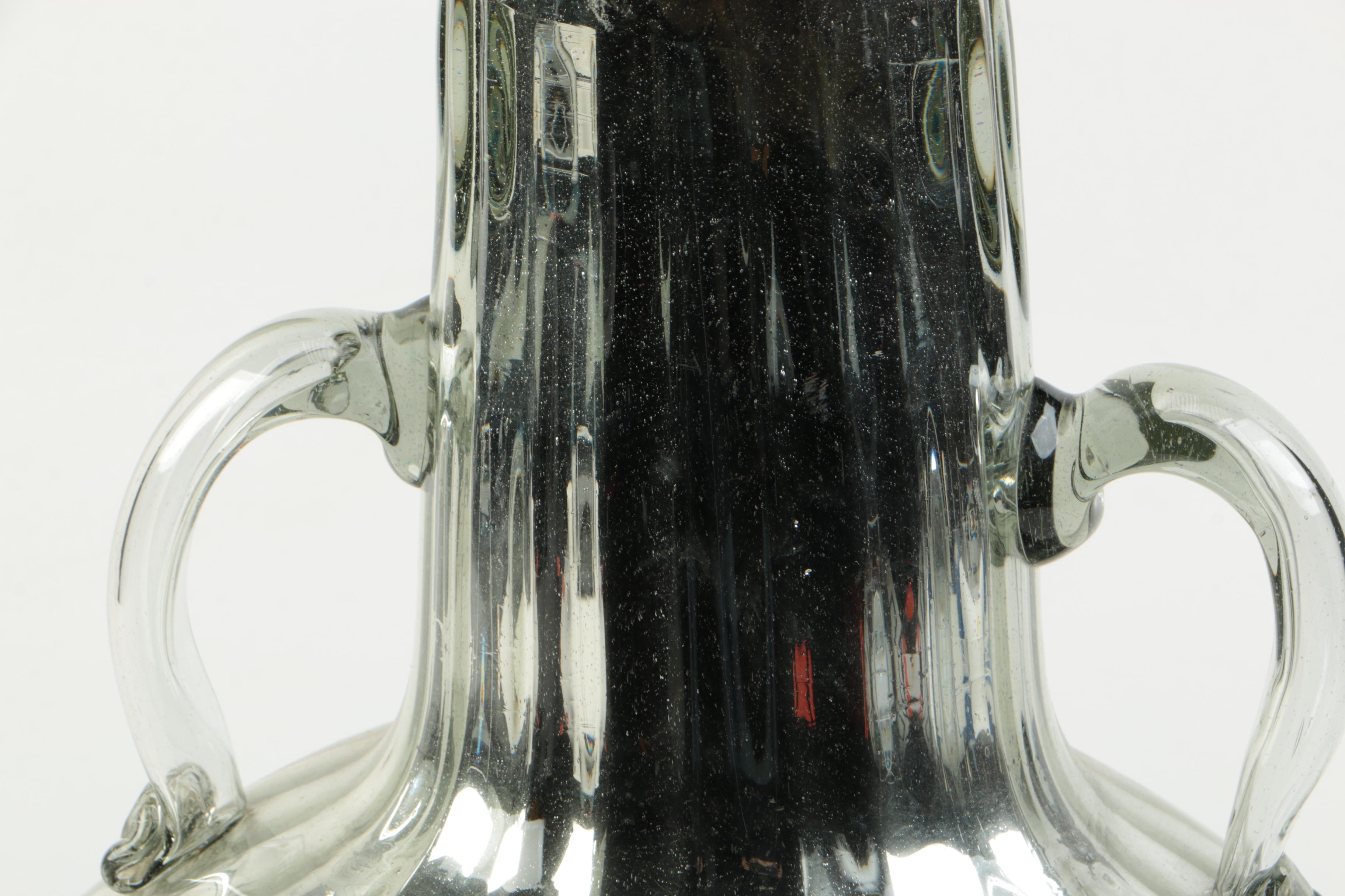 Glass Vase with Silver-Tone Coating