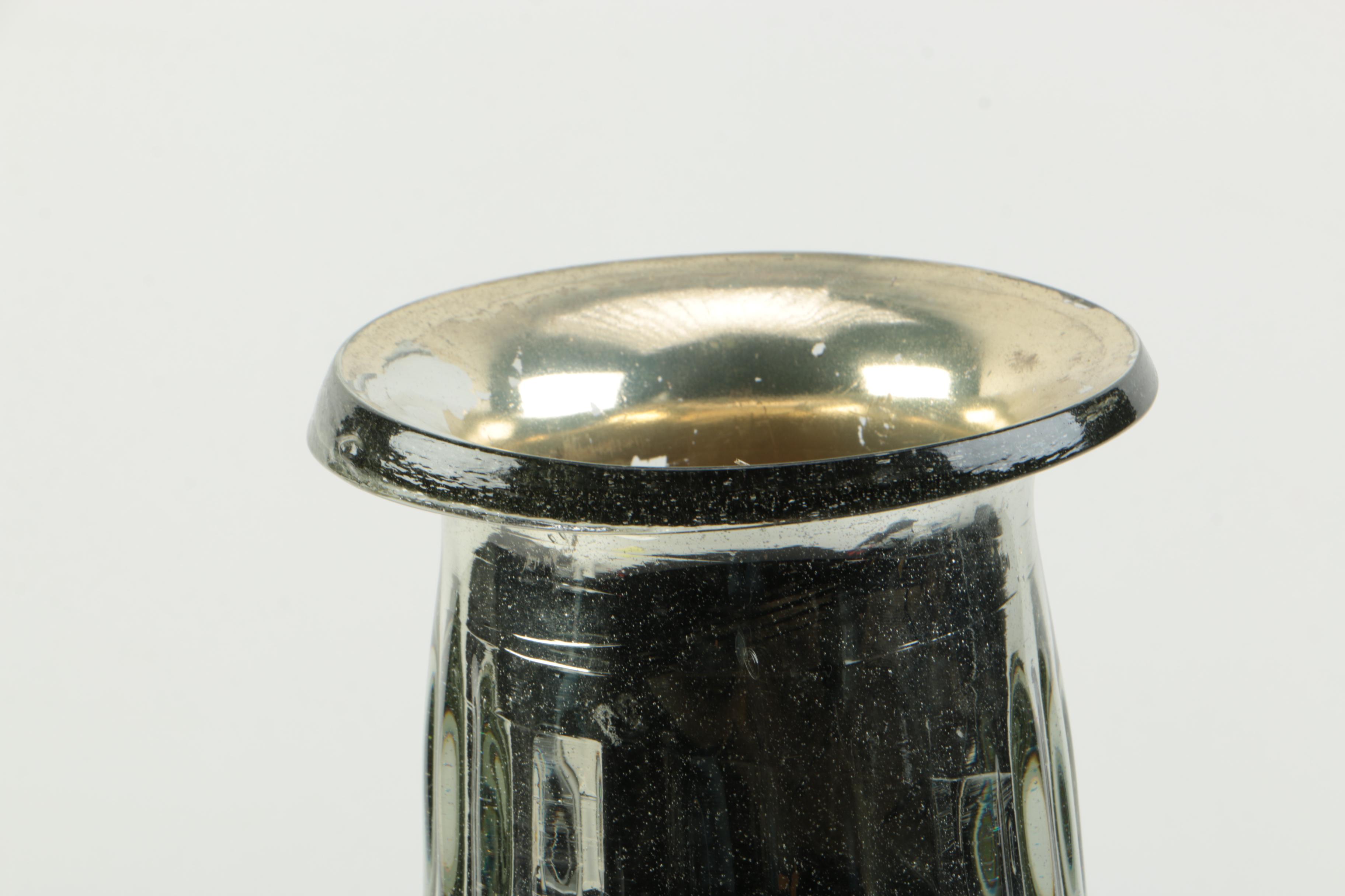 Glass Vase with Silver-Tone Coating