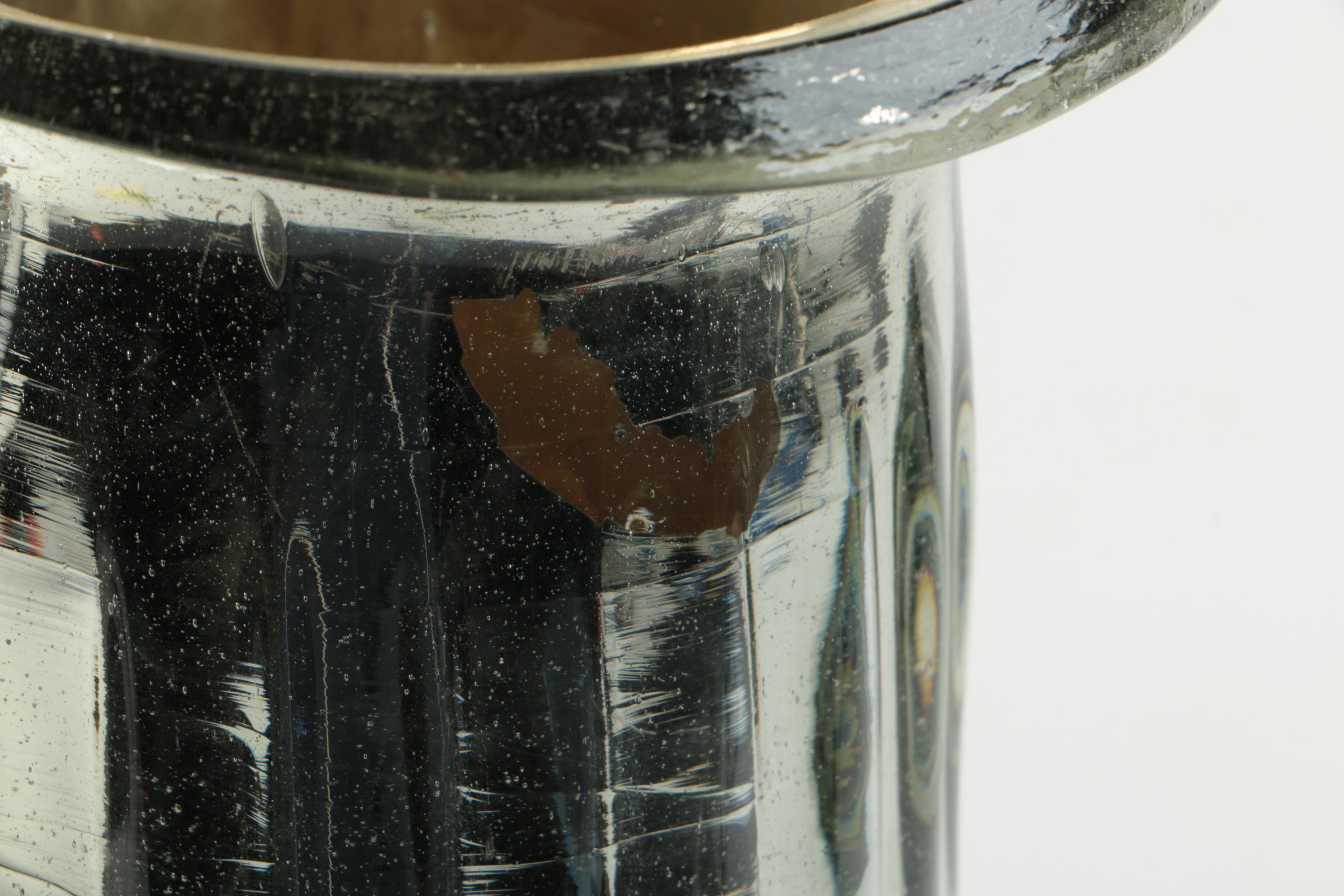 Glass Vase with Silver-Tone Coating