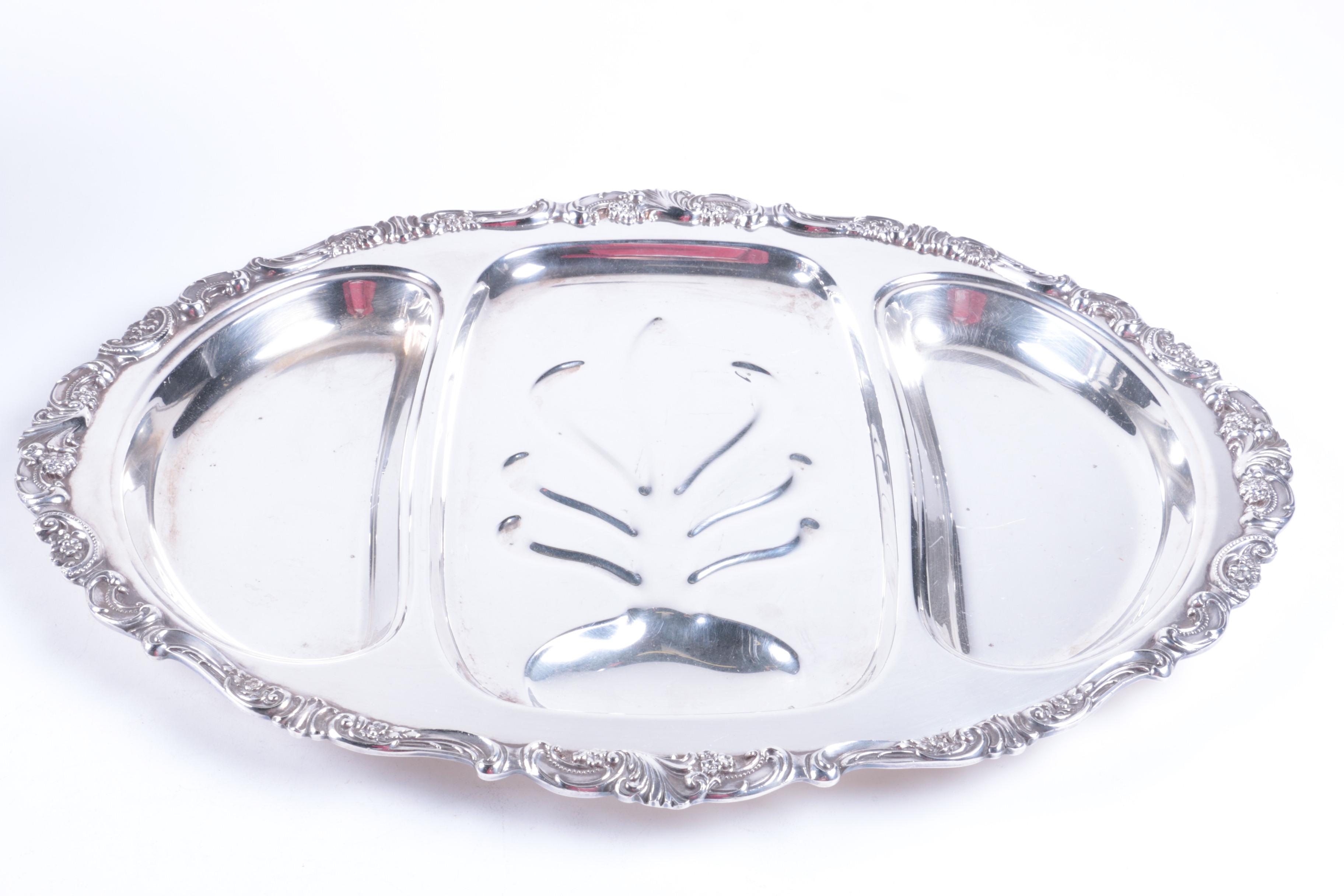 Wallace Meat Serving Platter and Other Silver Plate Tableware