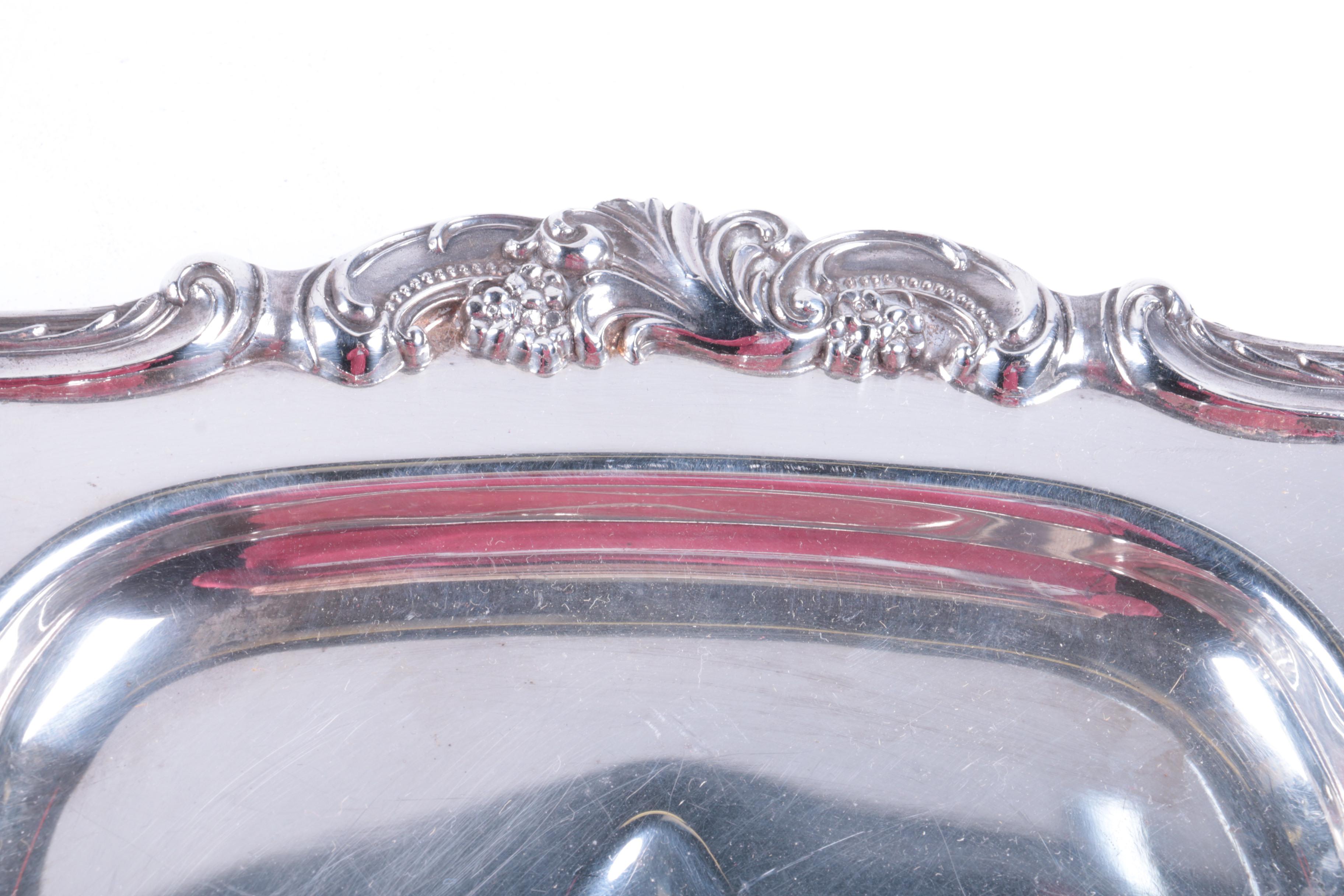 Wallace Meat Serving Platter and Other Silver Plate Tableware