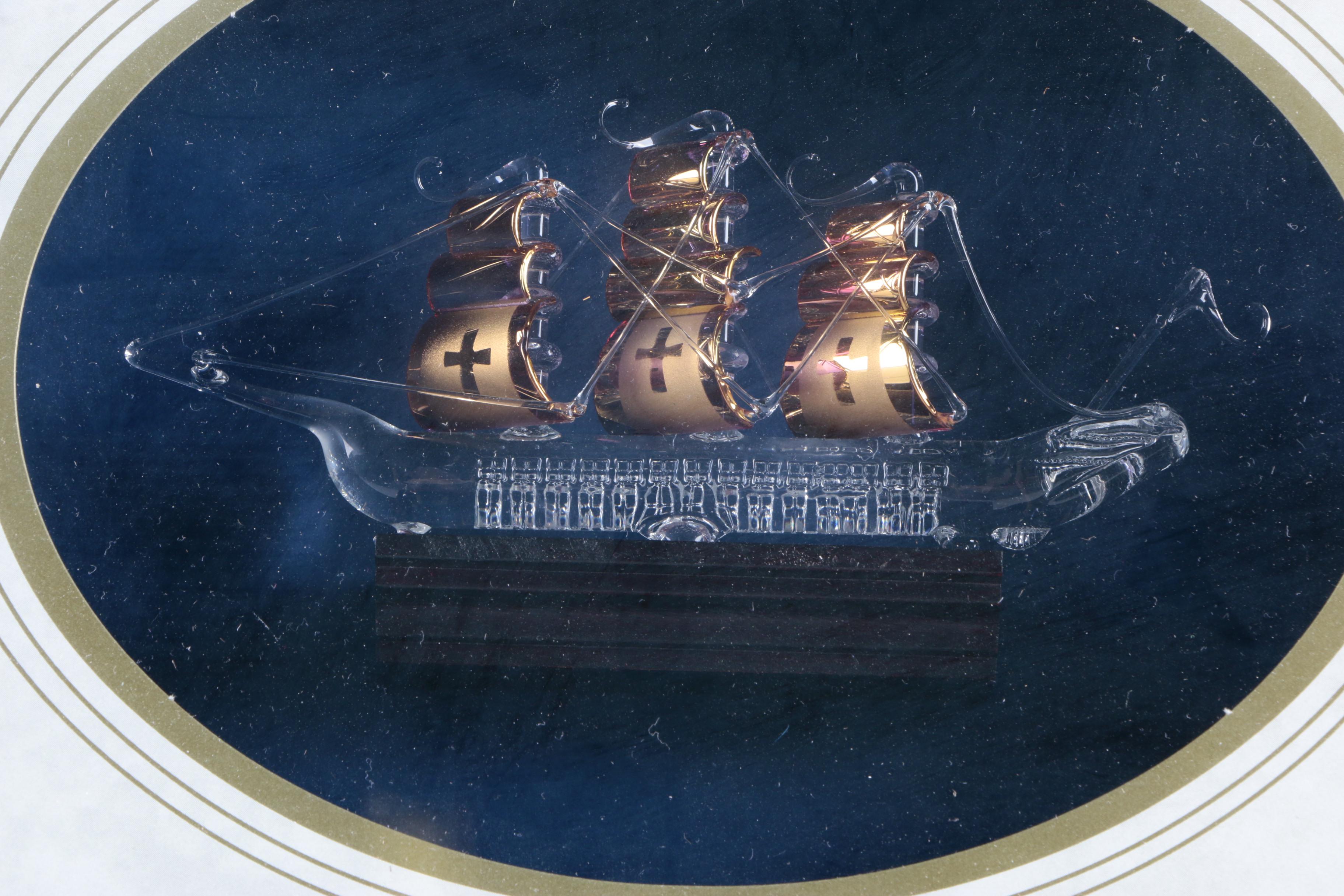 Framed Blown Glass Cutty Sark Model