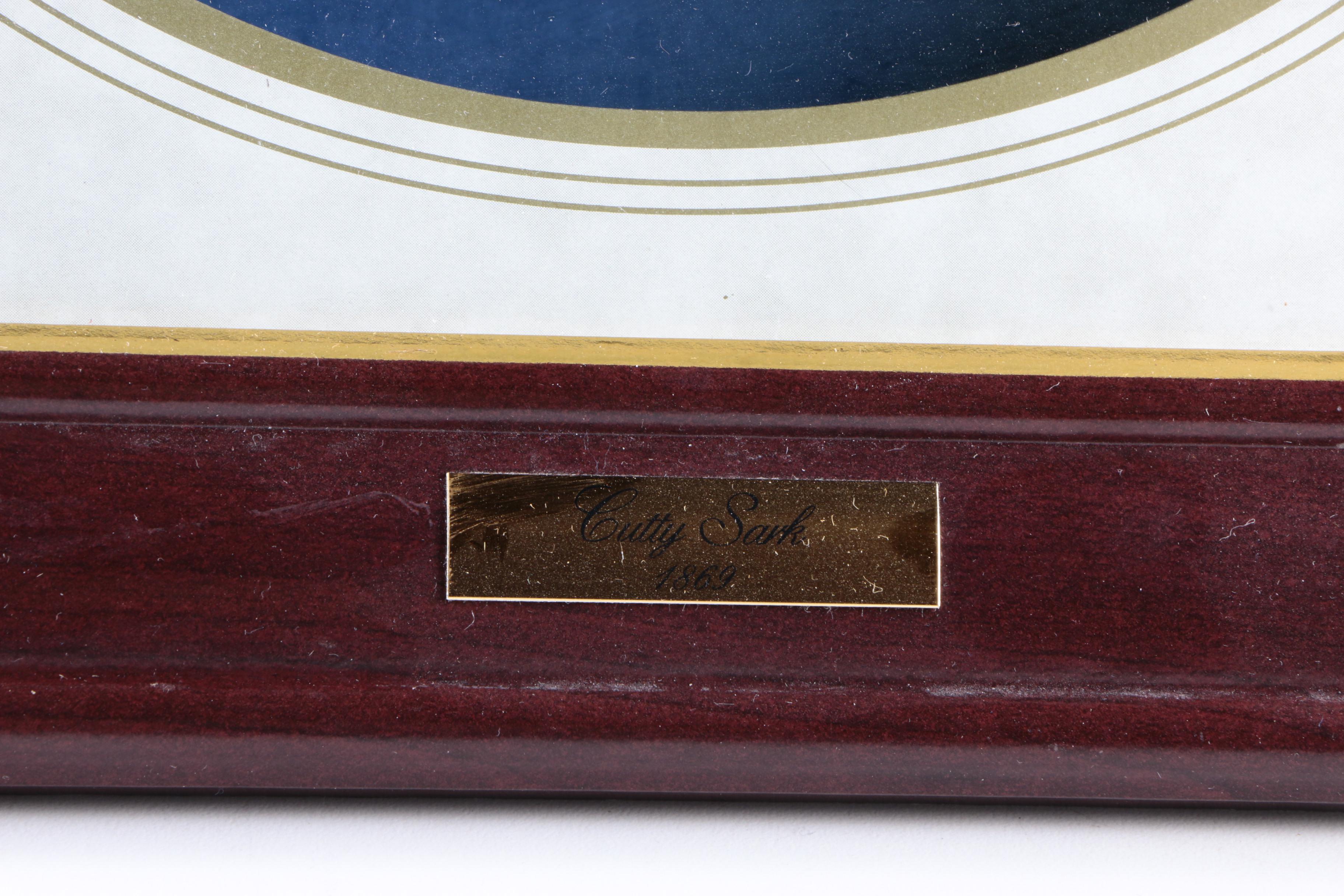 Framed Blown Glass Cutty Sark Model