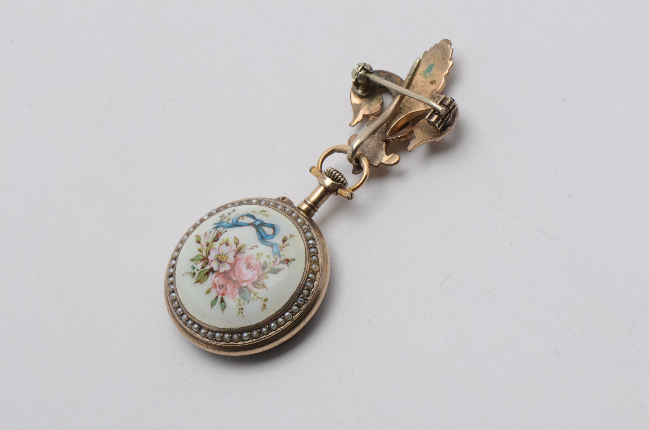 Sterling Silver with Gold Wash Brooch Watch