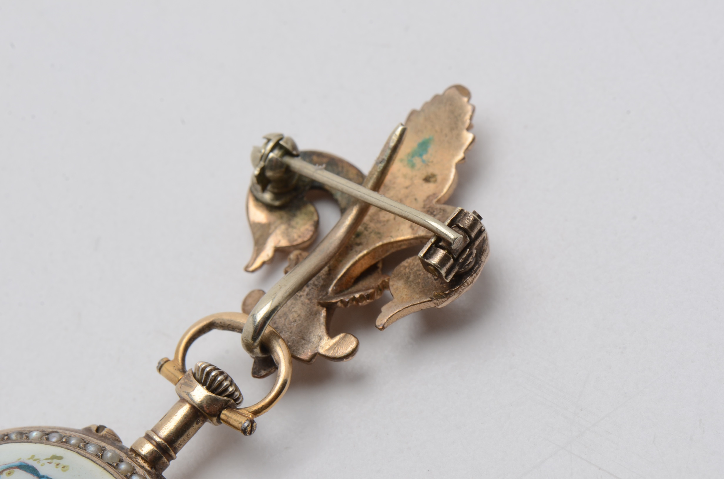 Sterling Silver with Gold Wash Brooch Watch